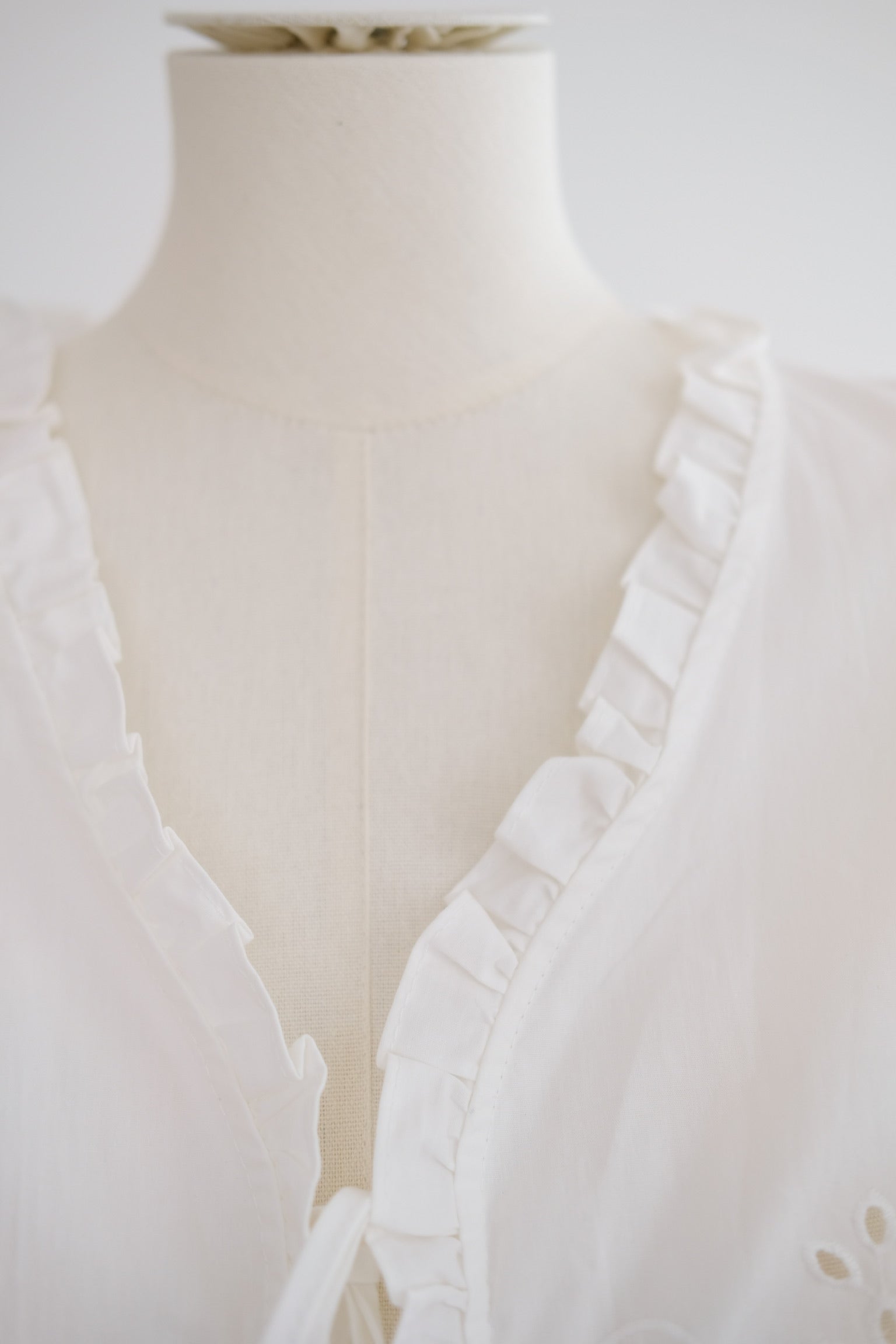 White Organza Ribbon Long Sleeves Top
