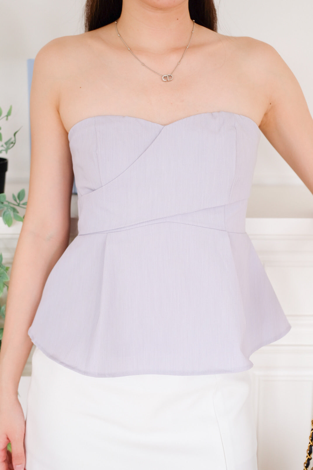 Riviera 2 Ways Padded Peplum Top (Misty Purple)