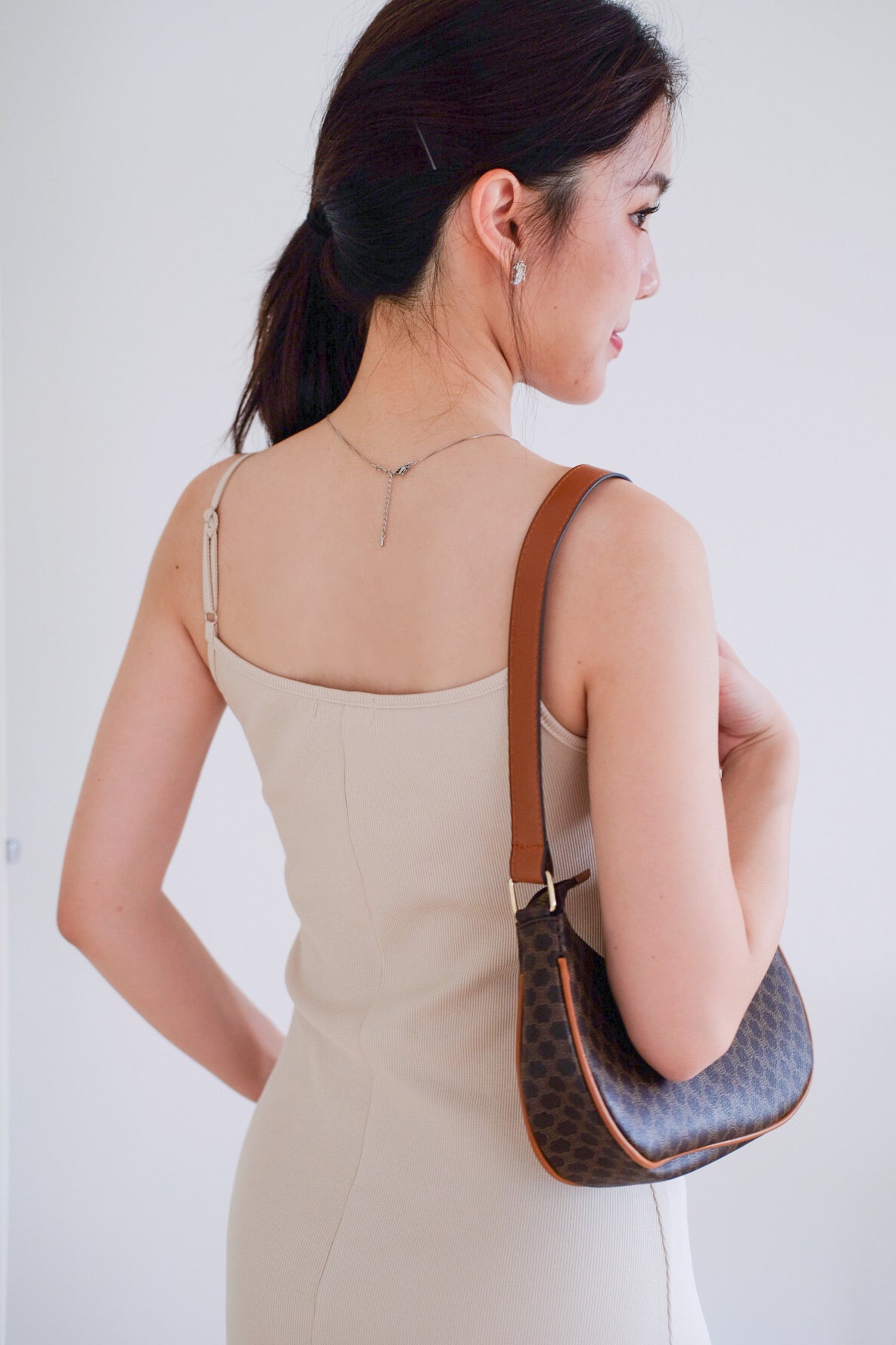 Jocelyn Padded Ribbed A Line Dress (Oat Beige)