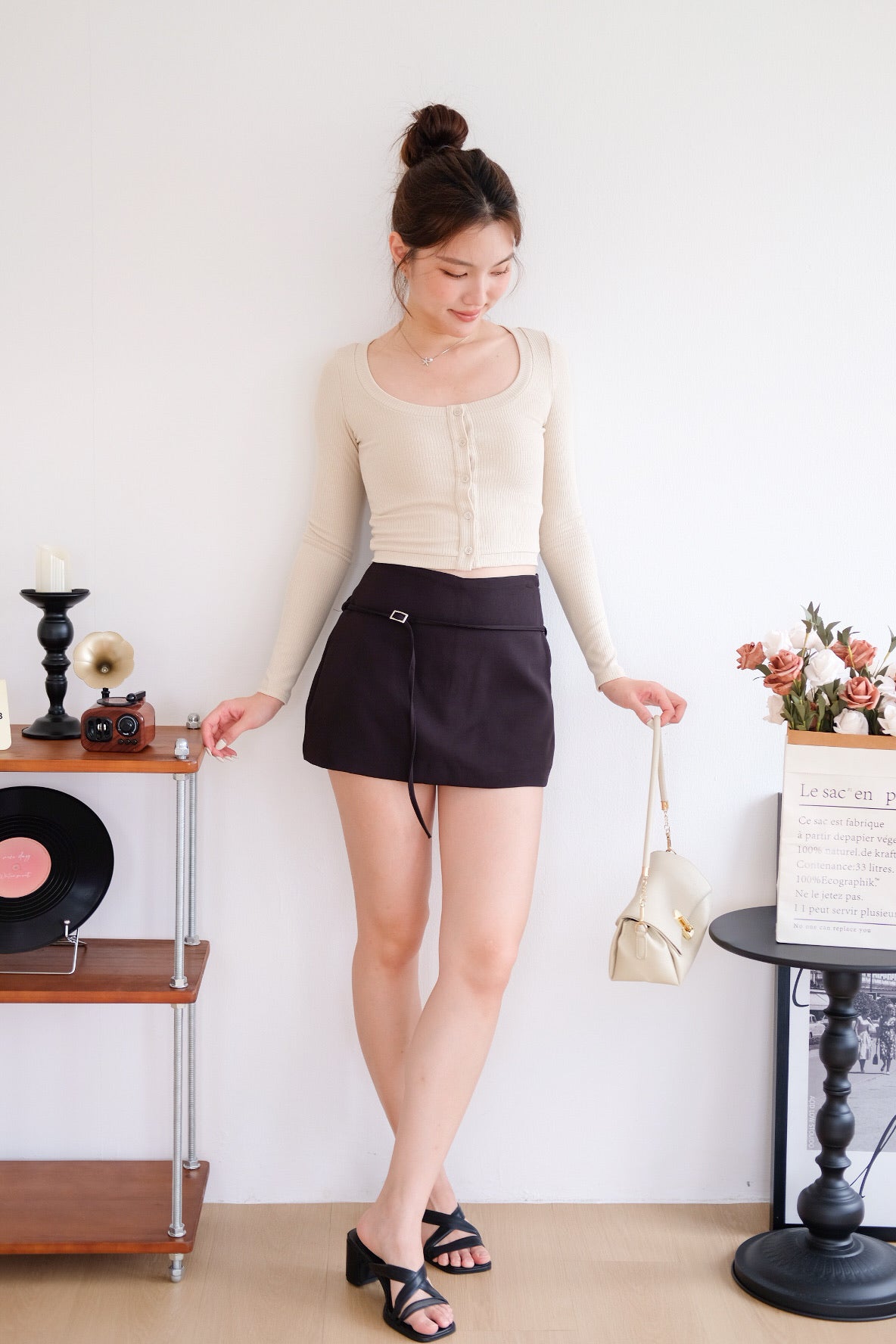 Tasha Mini Belt Skort (Black)