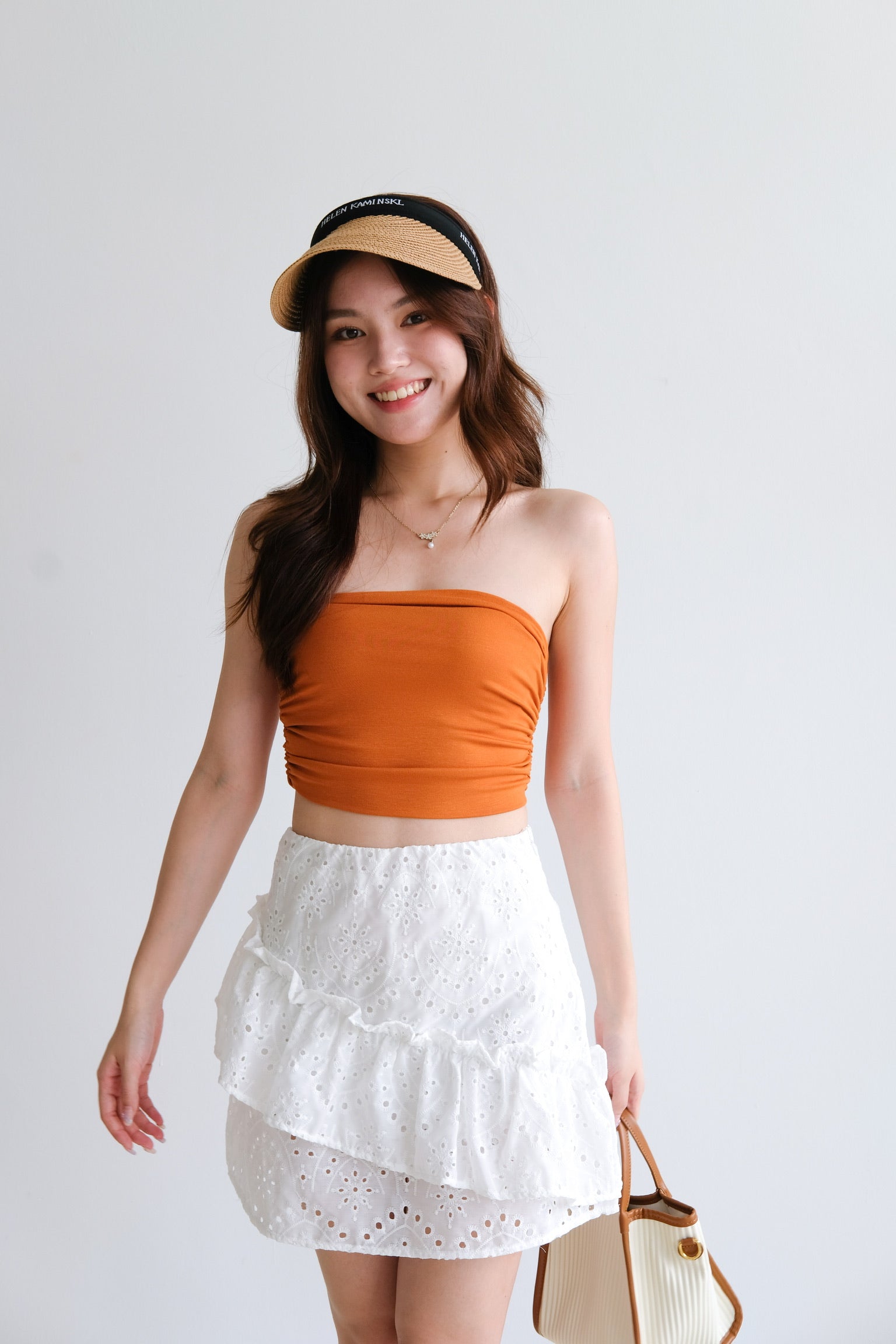 Eugenie Ruched Tube Top (Orange)