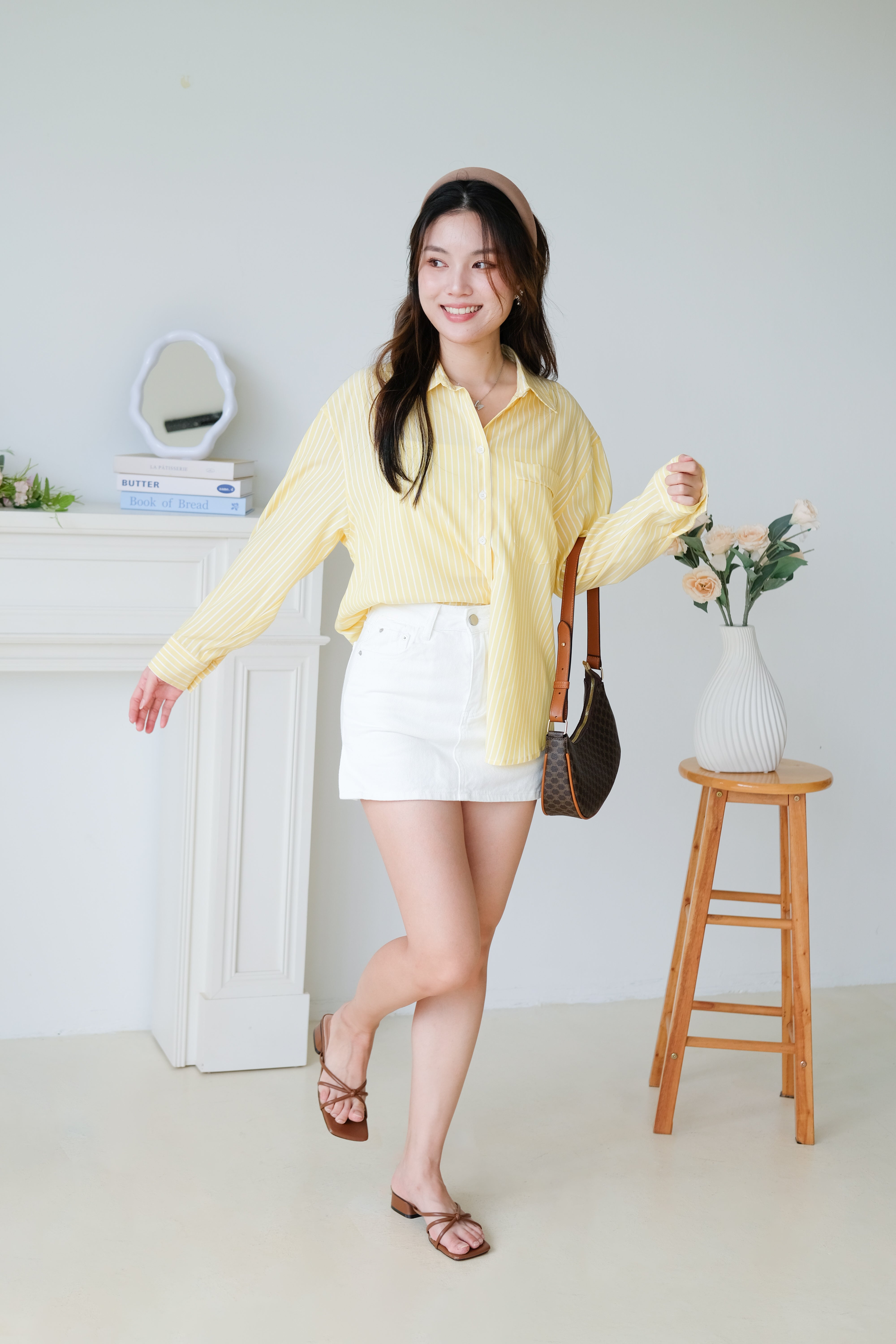 Wayne Stripes Boyfriend Shirts (Sunshine Yellow)