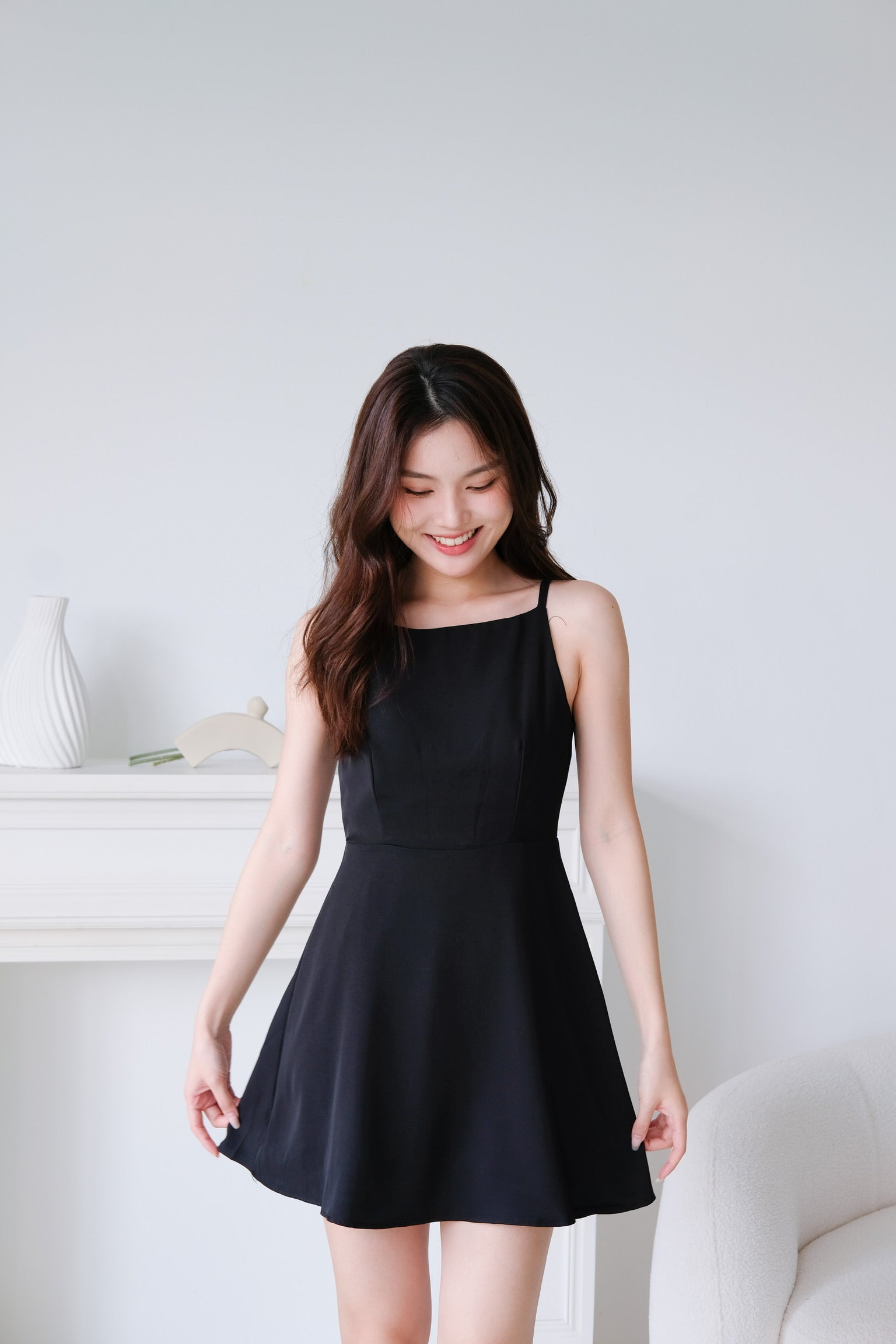 Stella Boatneck Flare Dress (Black)