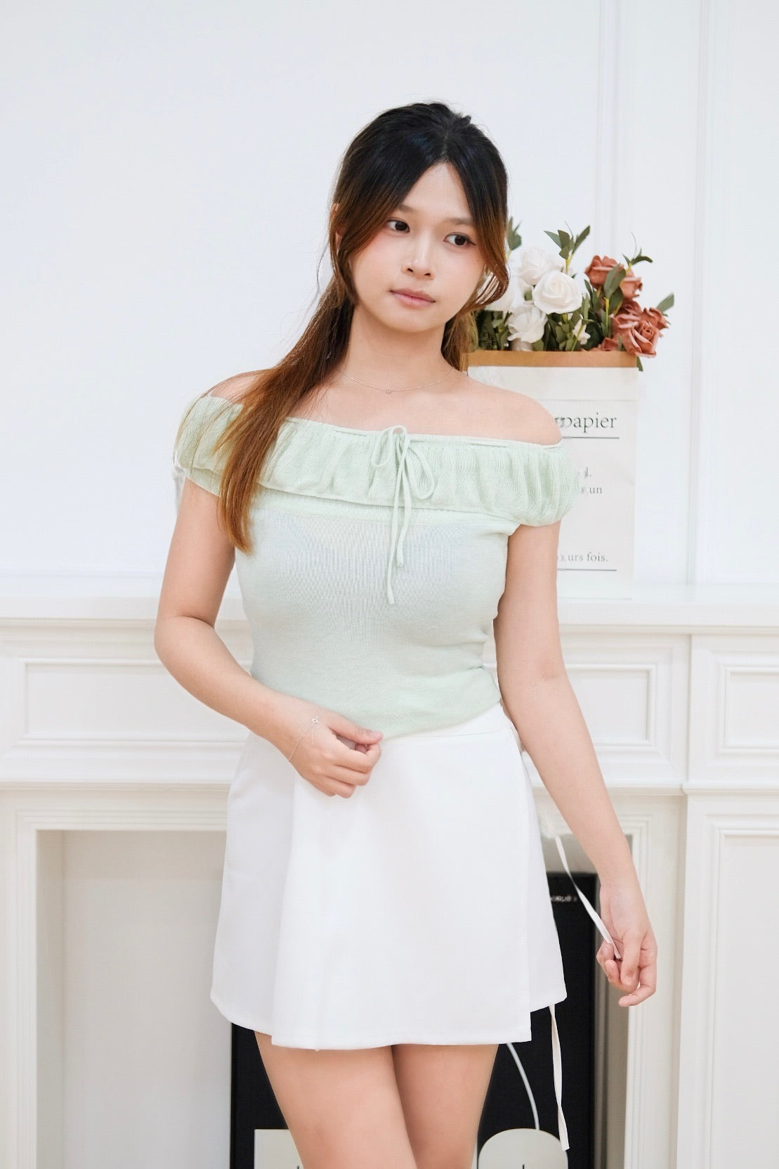 Light Green Ruffle Top