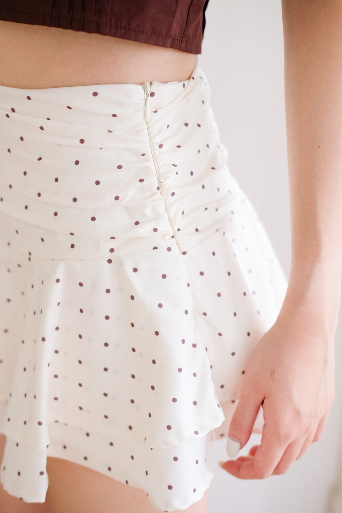 Eva Polka Dots Ruffle Skirt (Cream) [ ETA 13 Oct ]