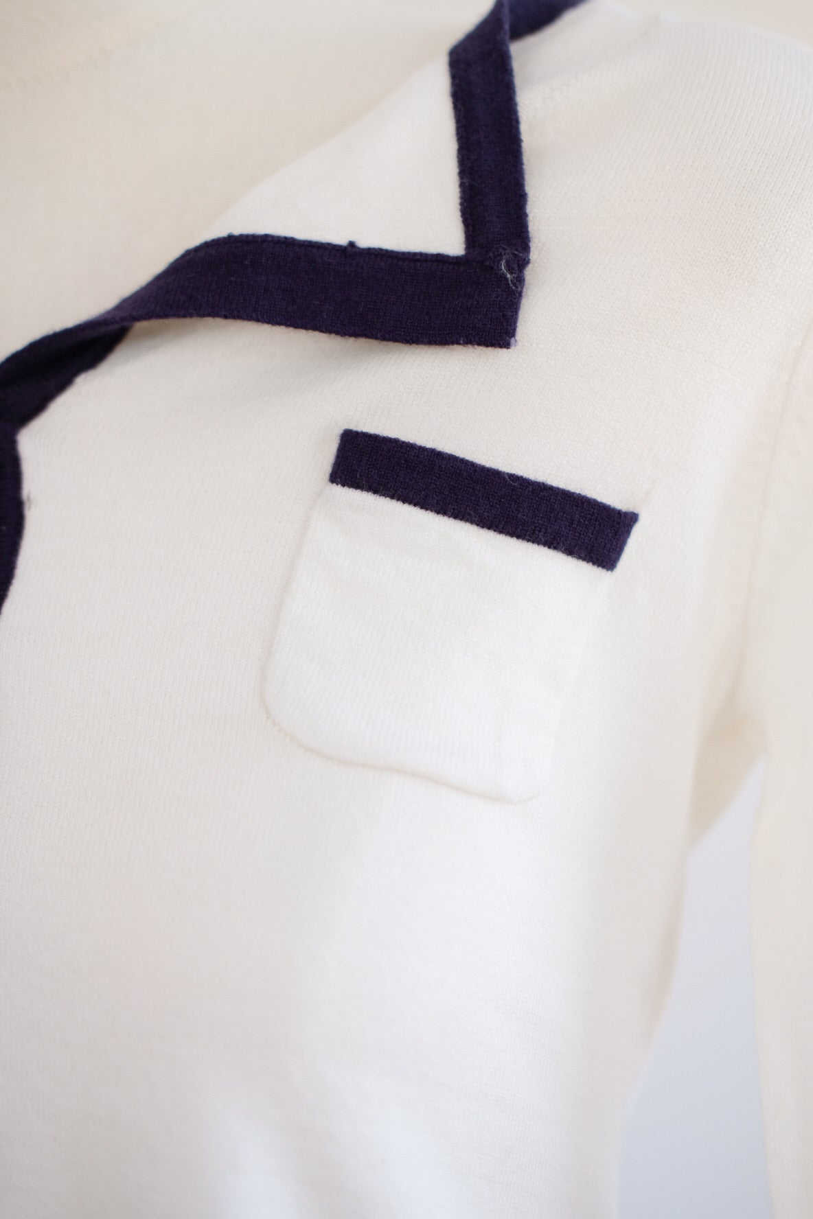 White Soft Contrast Long Sleeves Top