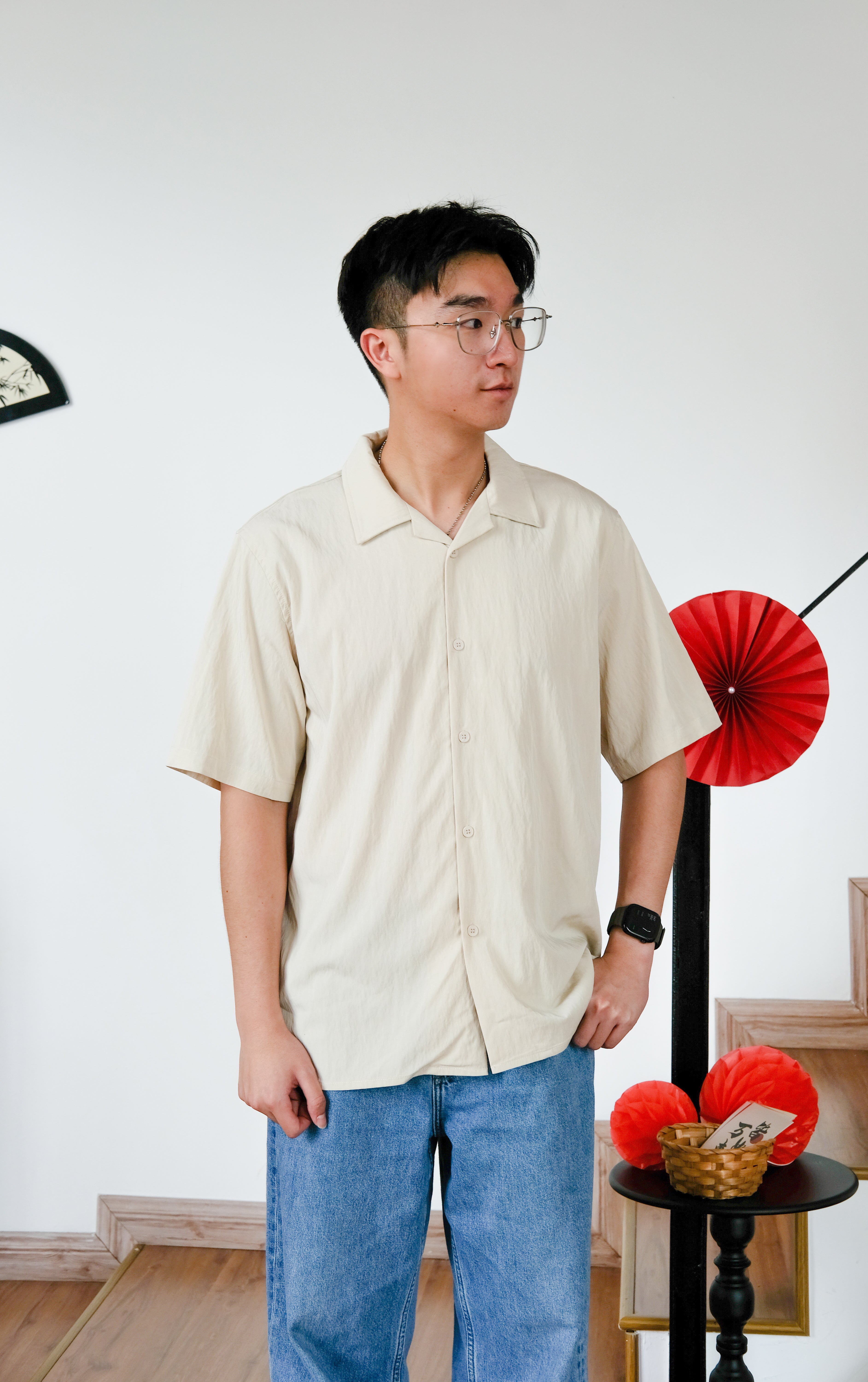 Marcus Collared Button Shirt (Oat Beige)