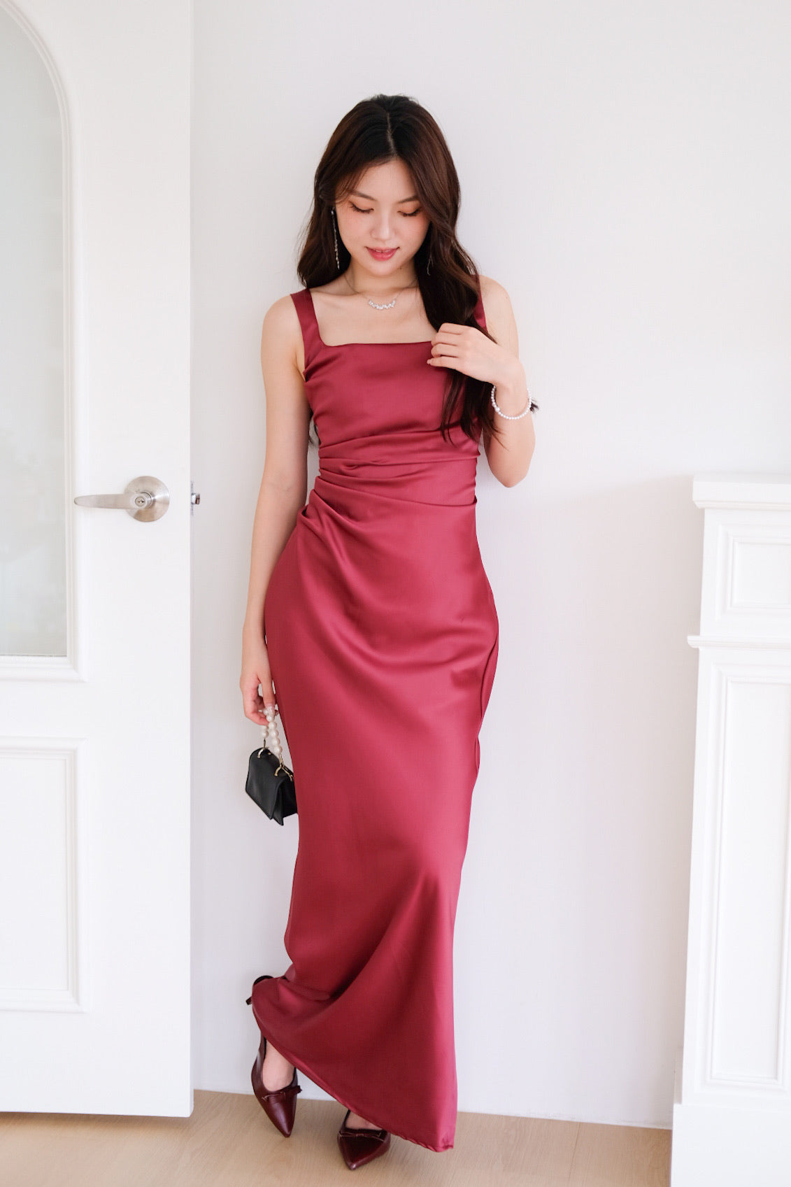 Adora Satin Mermaid Maxi Dress (Wine)