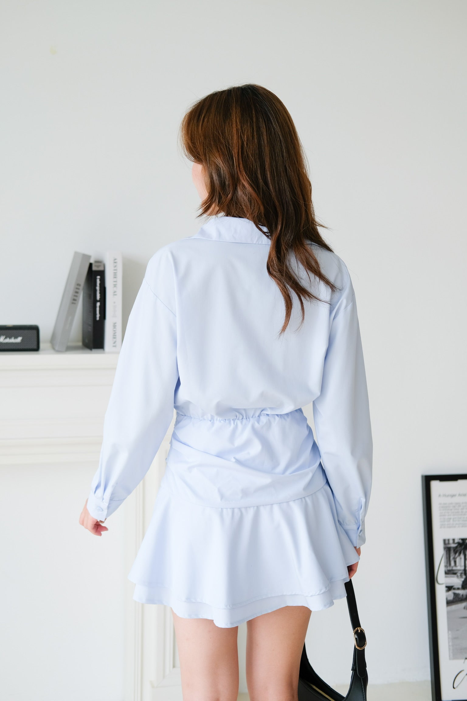 Ji-eun Collared Skater Shirt Dress (Light Blue)