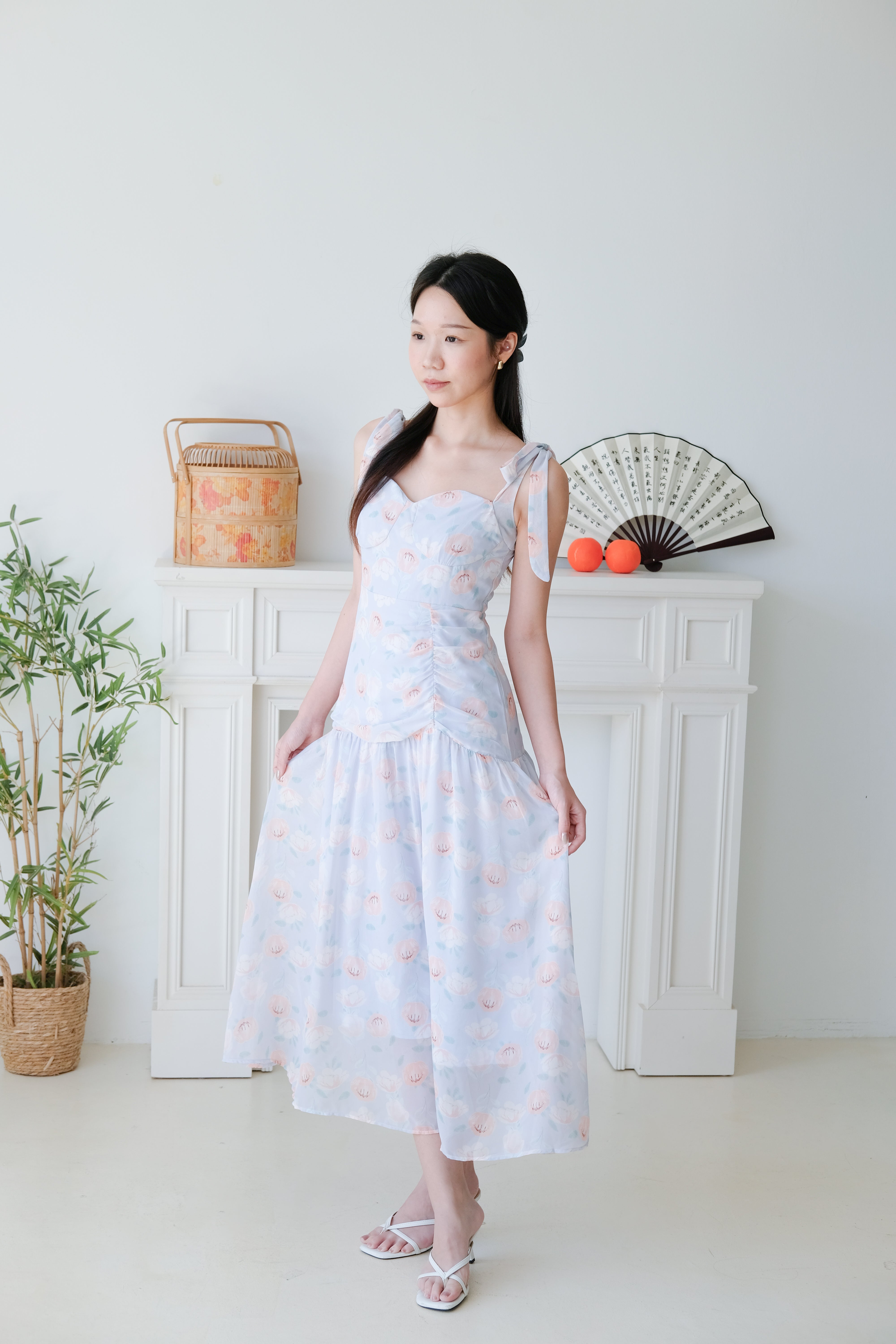 Melody Sweetheart Floral Maxi Dress (Baby Blue)