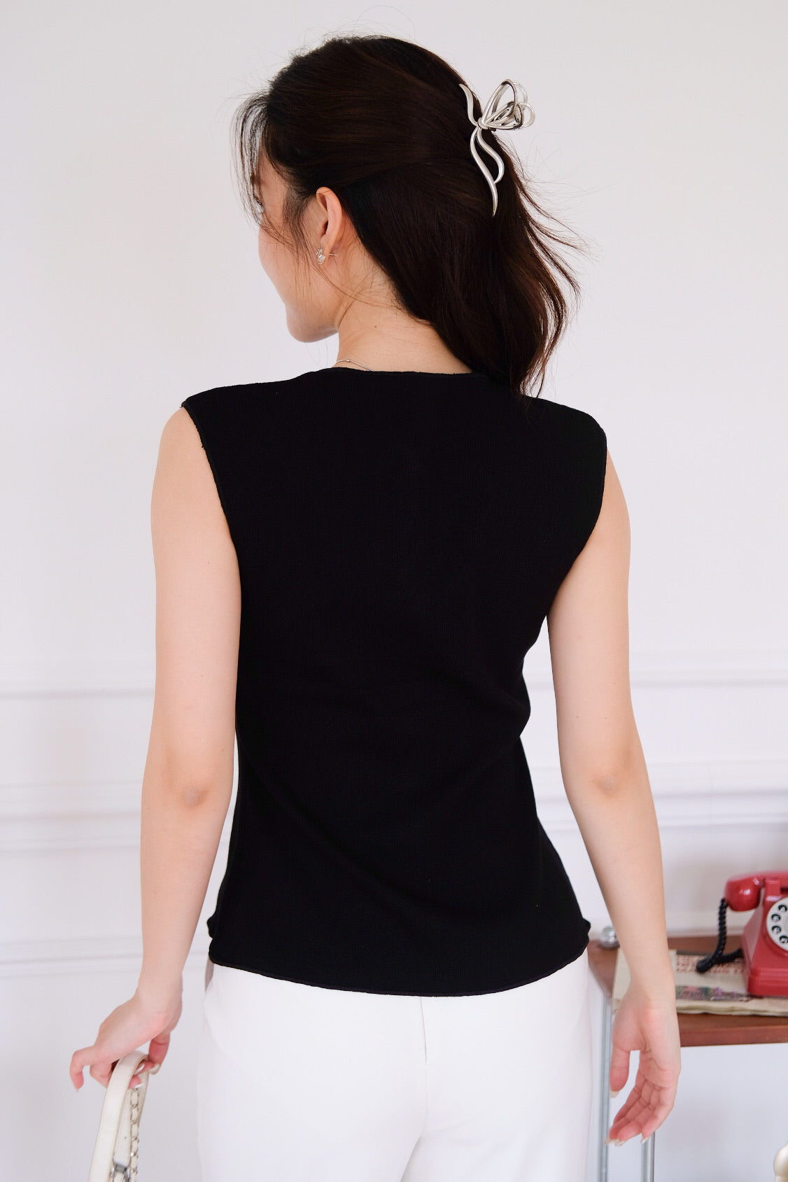 Alden Button Knit Tank Top (Black)