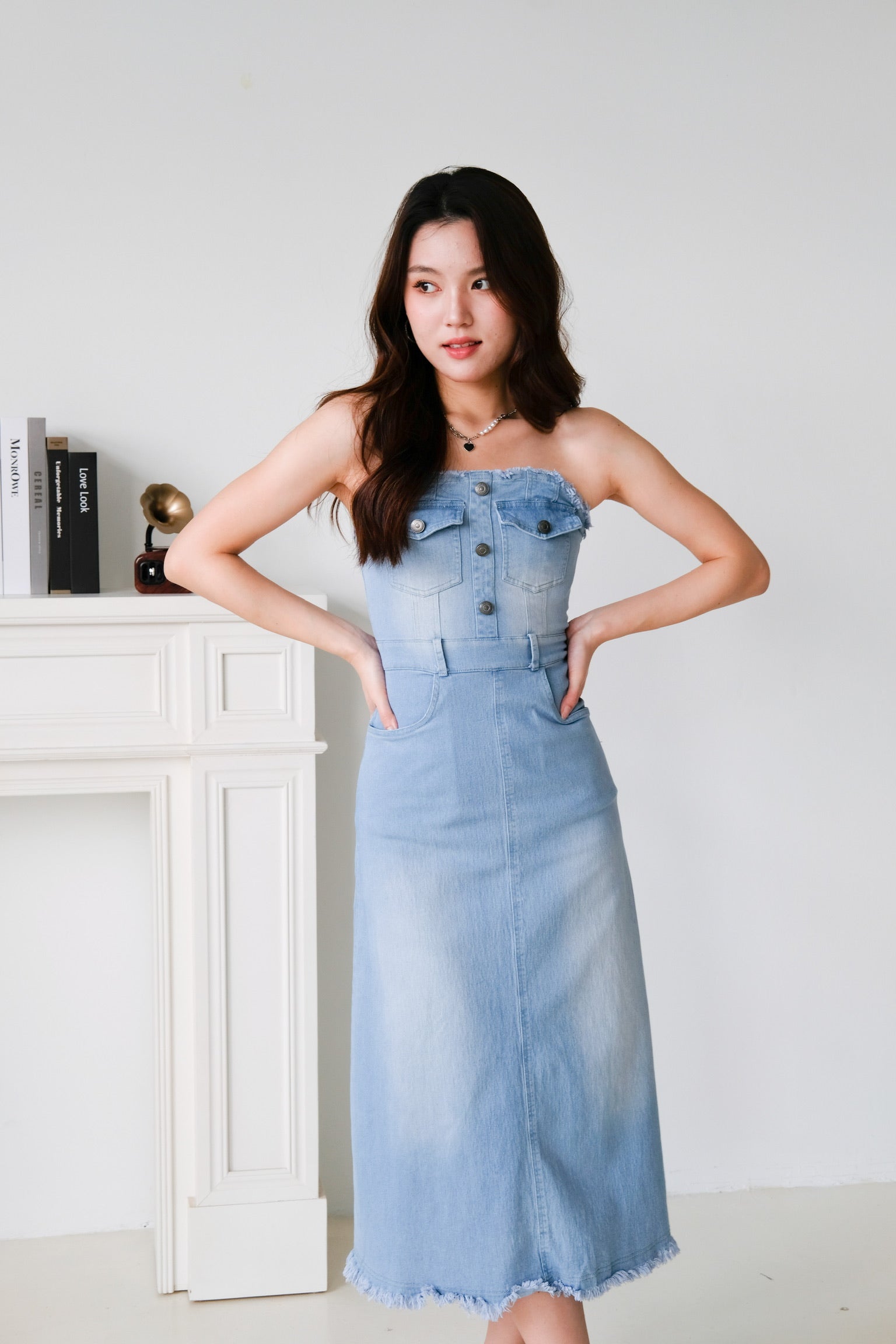 Altitude Denim Tube Maxi Dress (Light Wash)