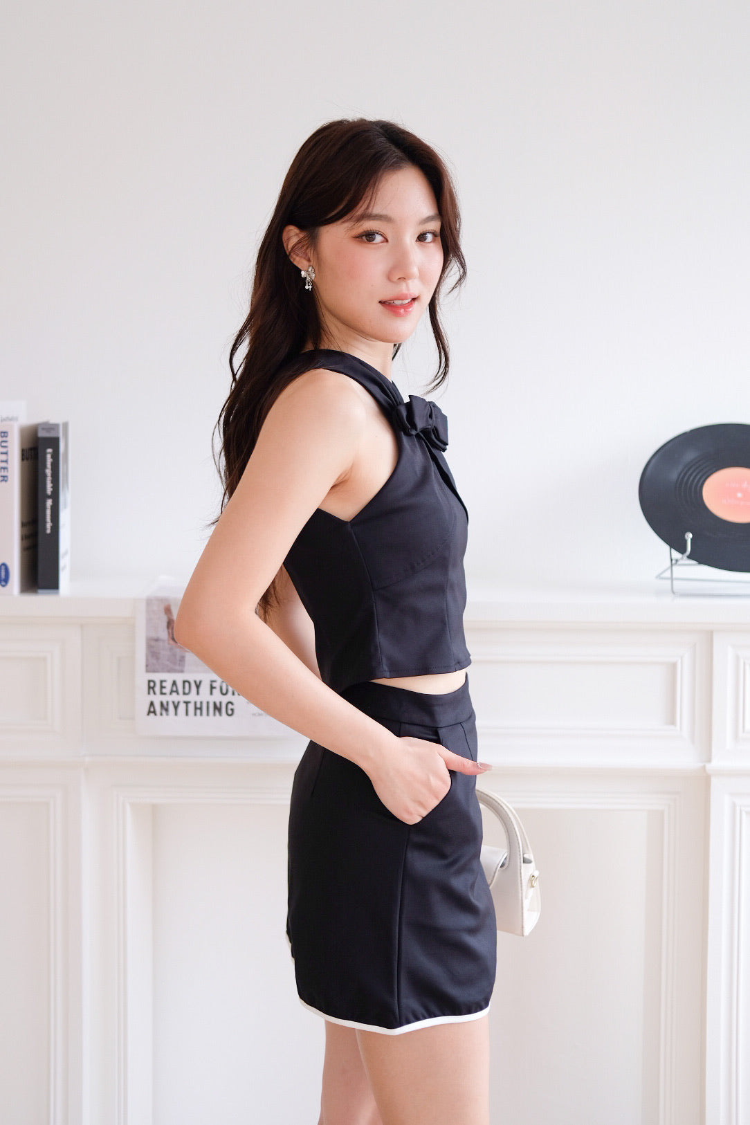 Carmela Bow Halter Set (Black)
