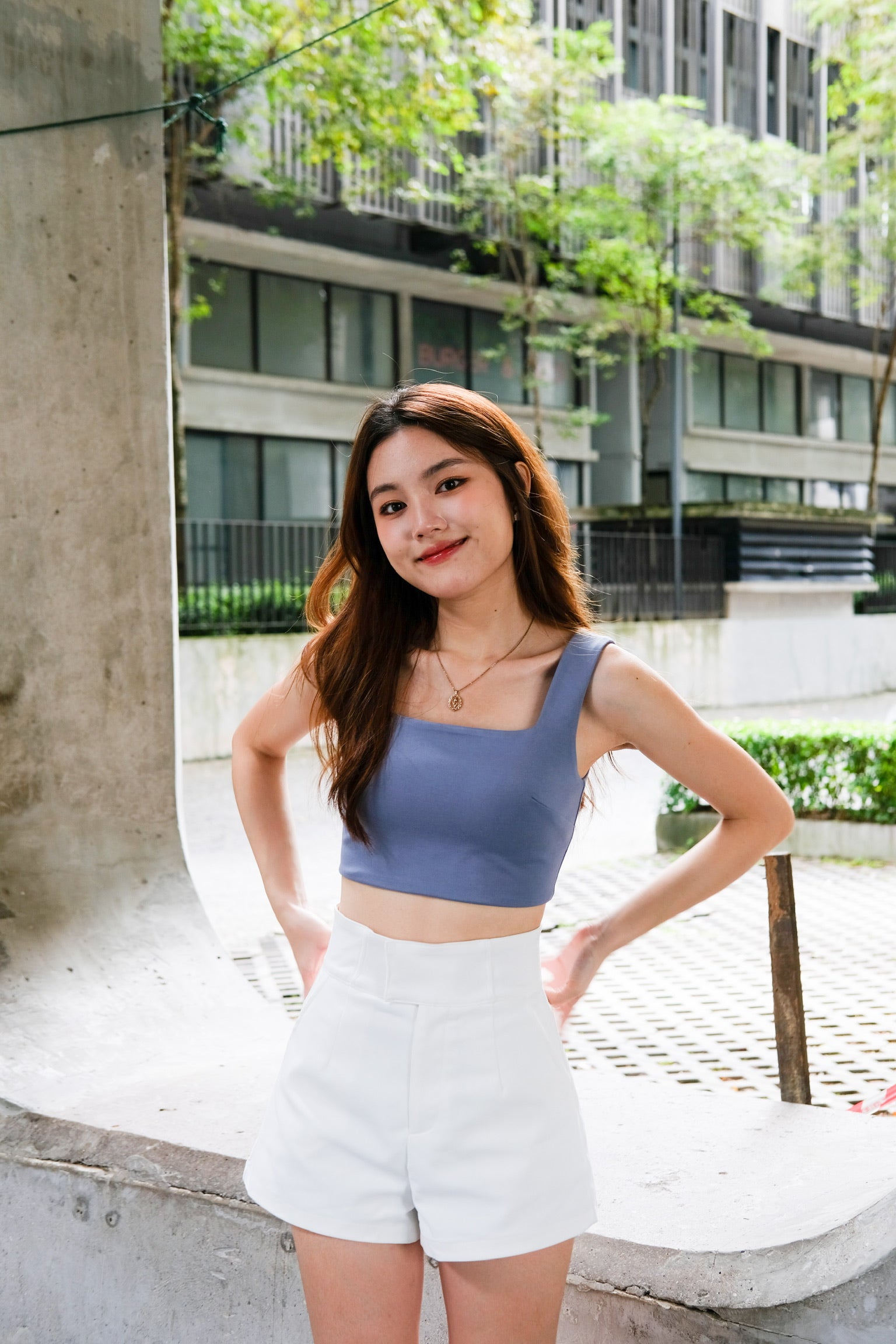 Classic Padded Cami Top (Steel Blue)