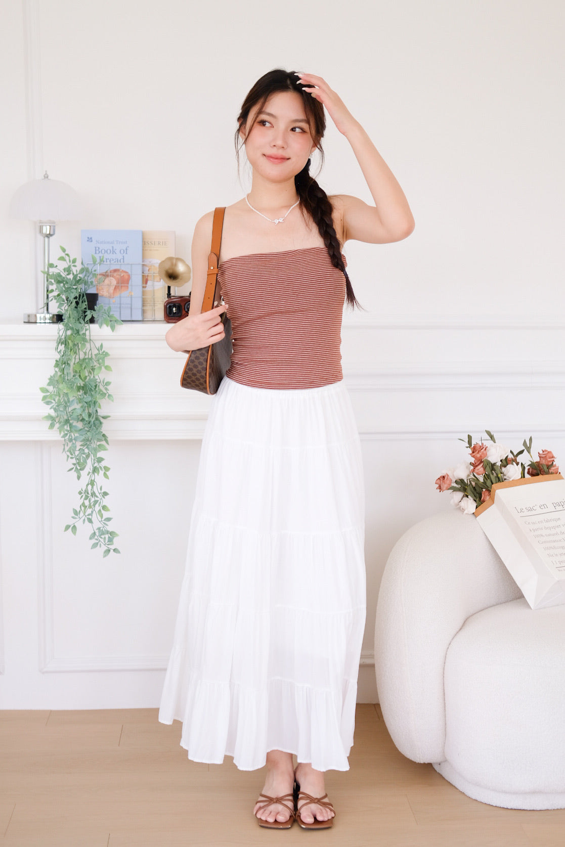 Capri Striped Padded Tube Top (Chestnut Brown) [ ETA 26 Aug ]