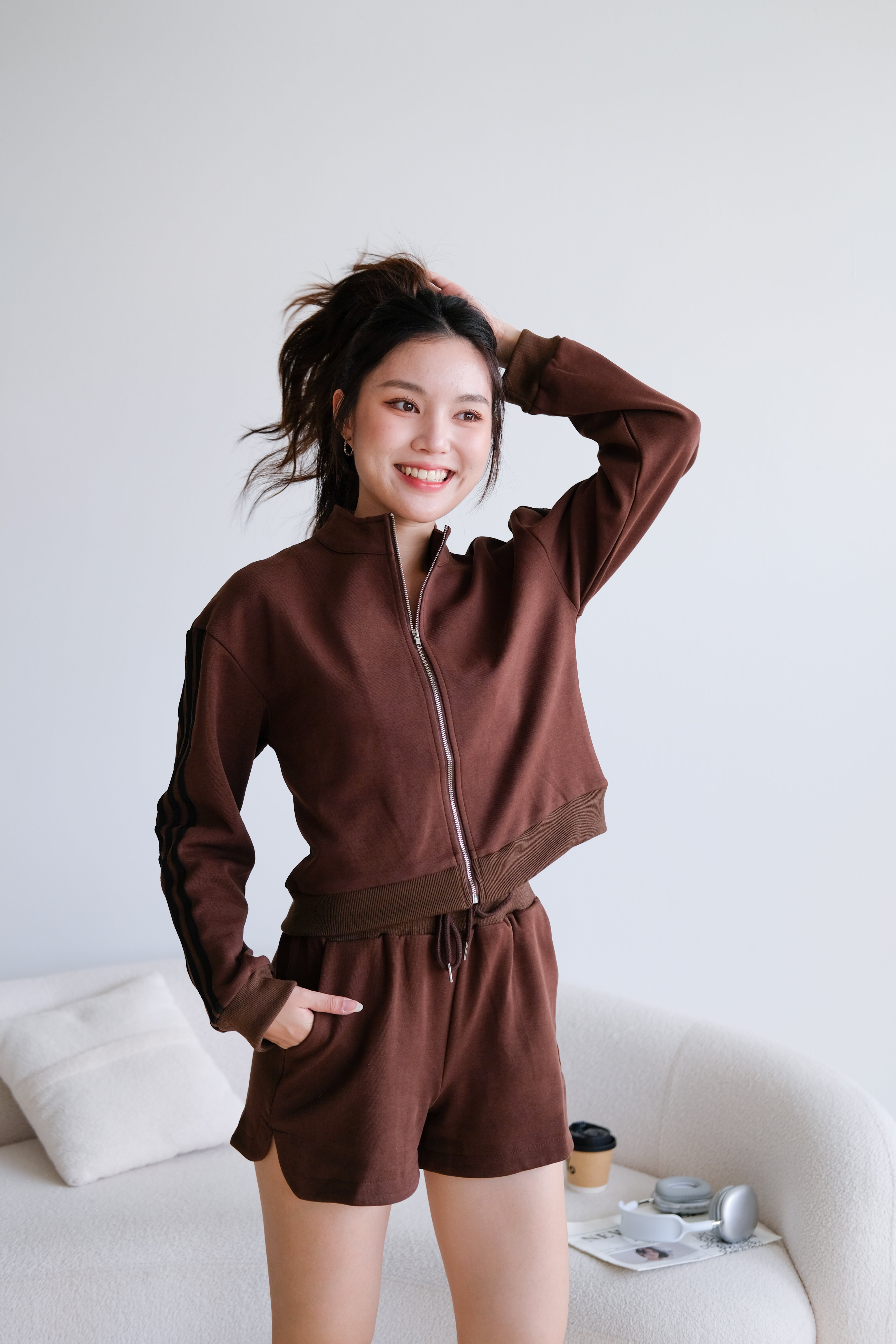 Day Off Stripes Lounge Set (Mocha)