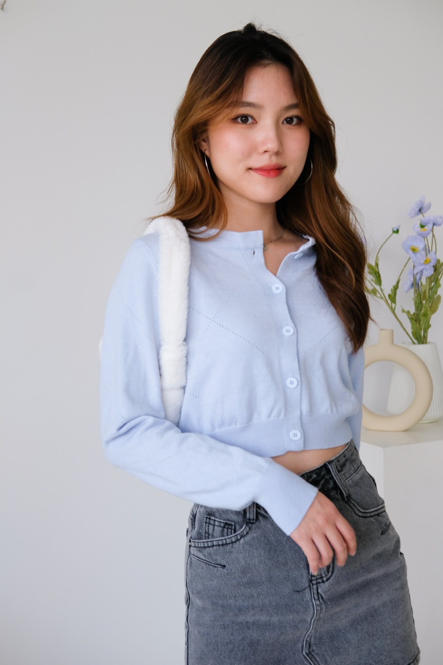 Celeste Cotton Cardigan (Powder Blue)