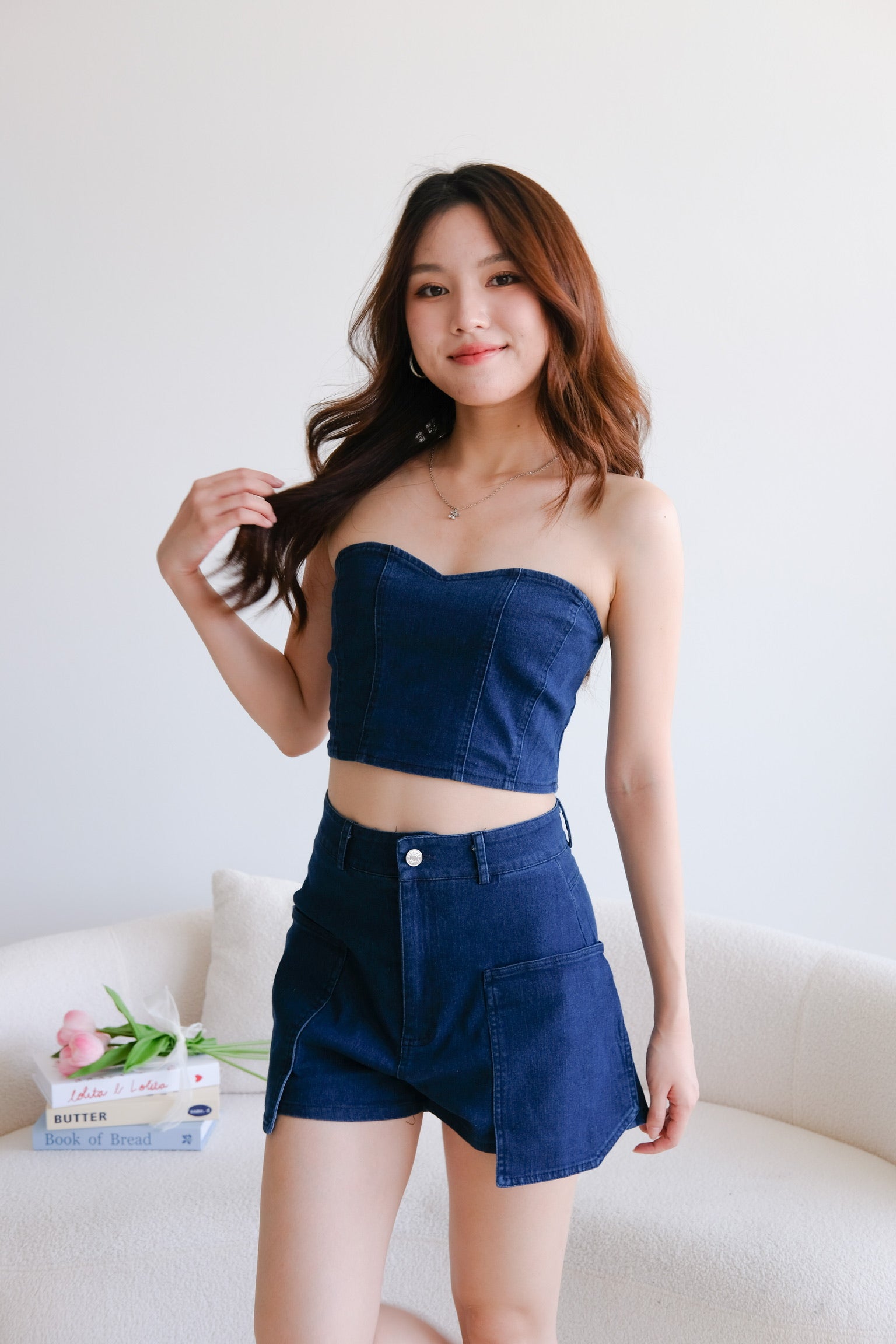 Bae Sweetheart Denim Tube Top (Dark Denim)