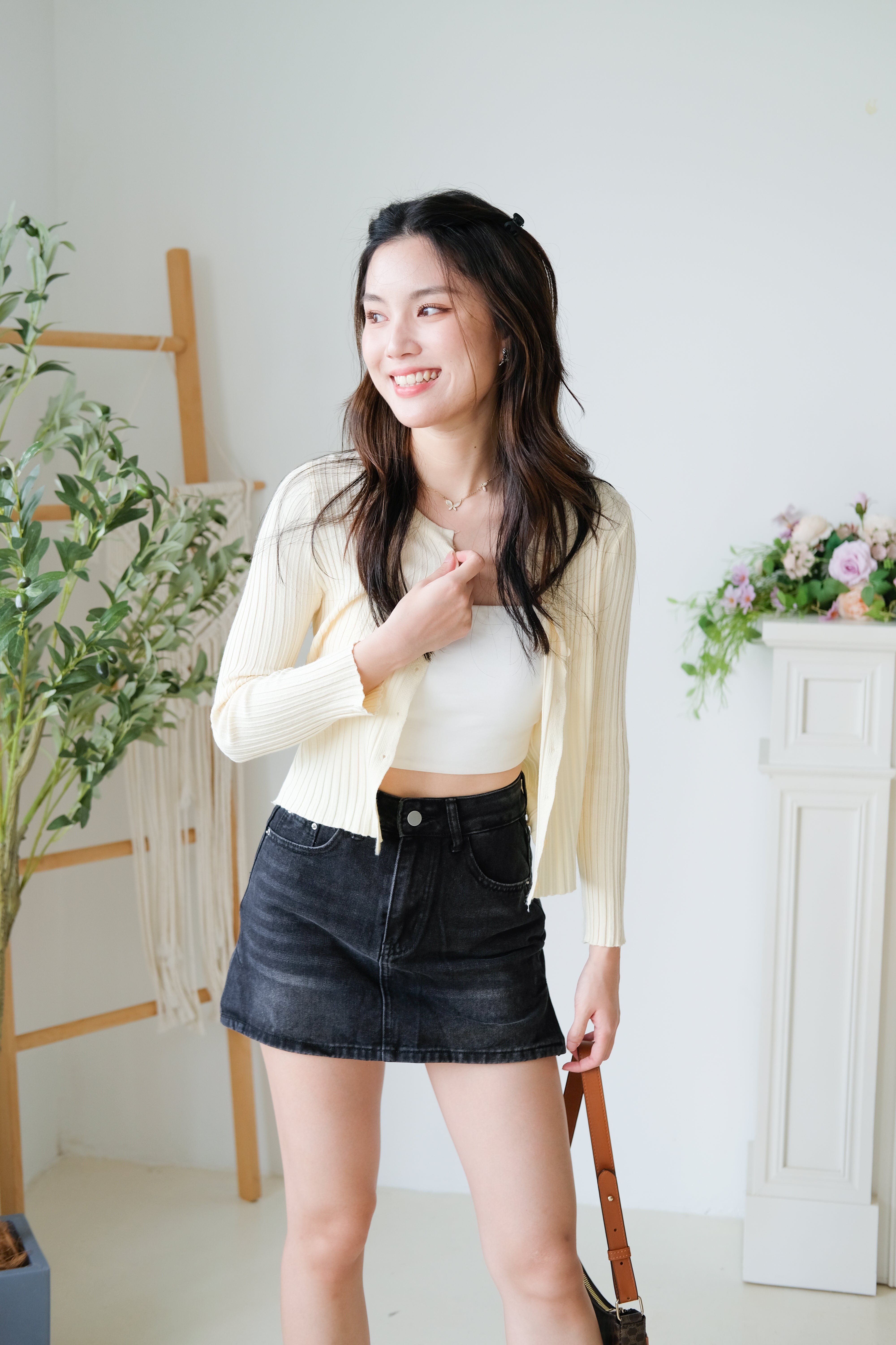 Soft Hour Knit Ribbed Cardigan (Cream)