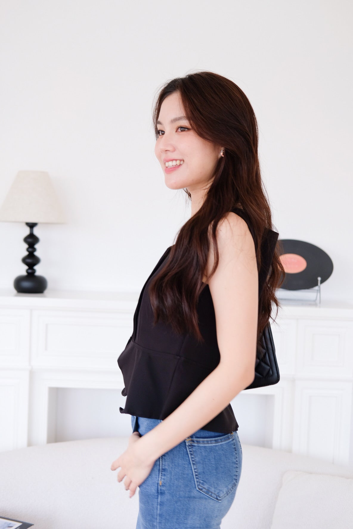 Esther Mini Pleats Flare Top (Black)