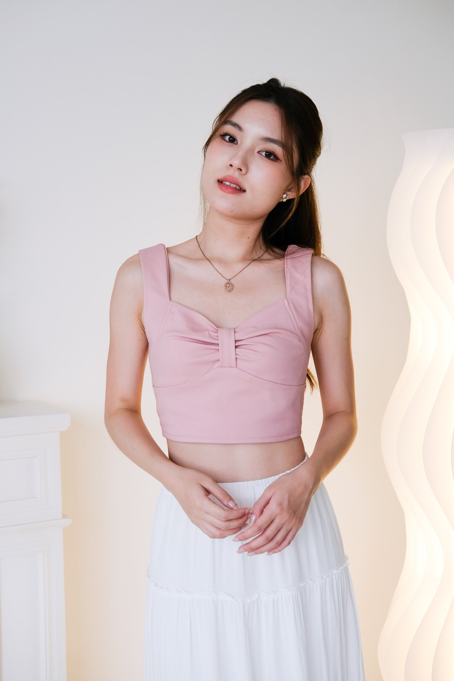 Willabel Bow Crop Top (Nude Pink)