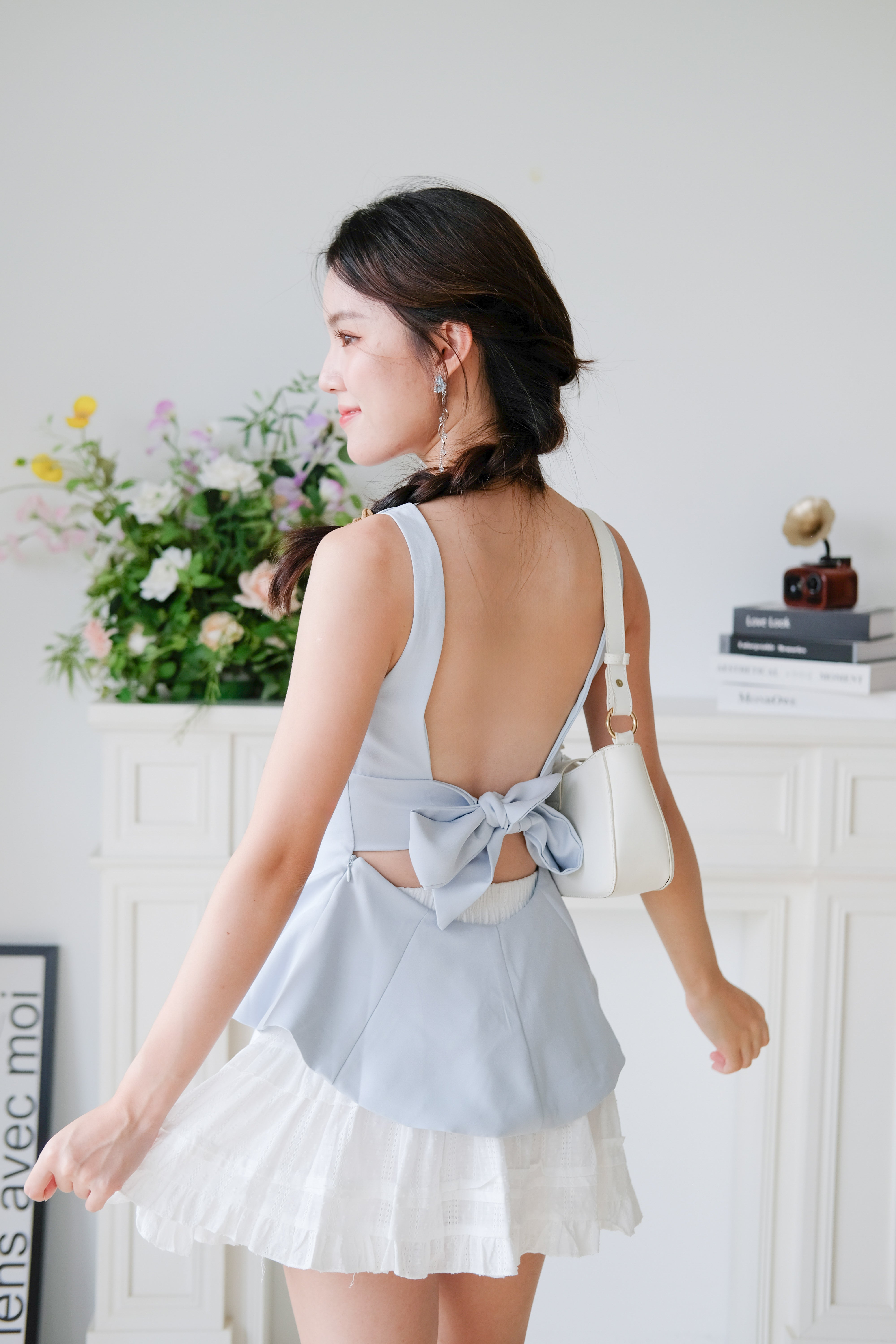 Belle Bareback Peplum Top (Baby Blue)