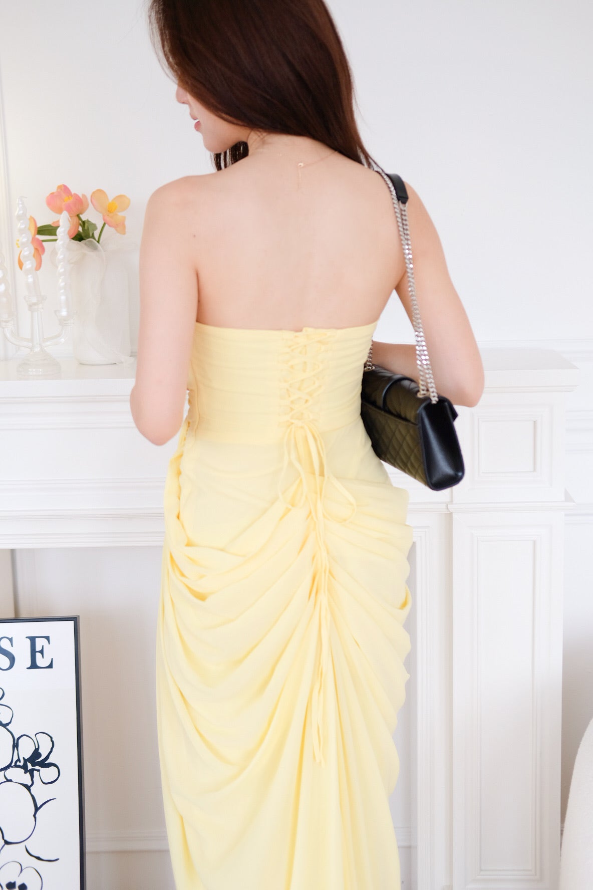 Seraphina Tube Corset Slit Maxi Dress (Sunshine Yellow)