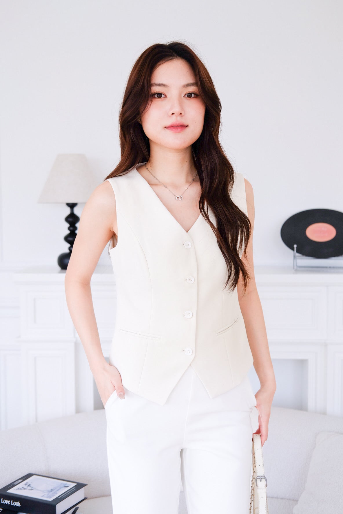Atlas Work Vest Top (Beige)
