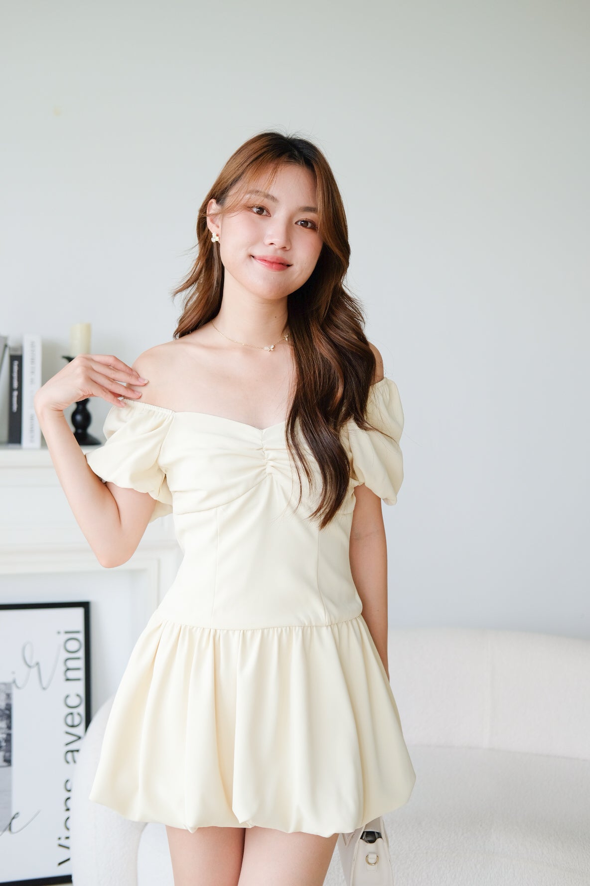 Lucy Sweetheart Bubble Dress (Cream)