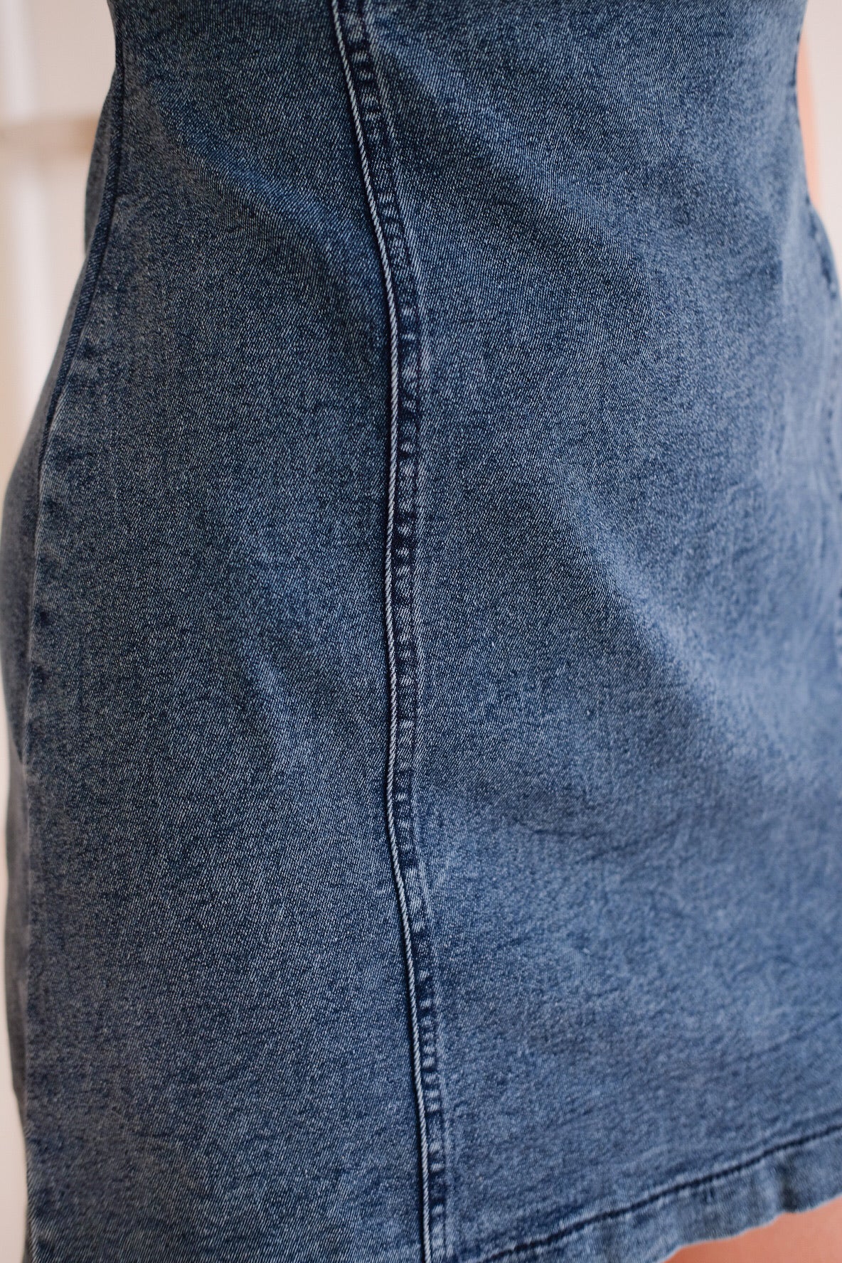 Georgie Panel Denim Dress (Acid Medium Blue)