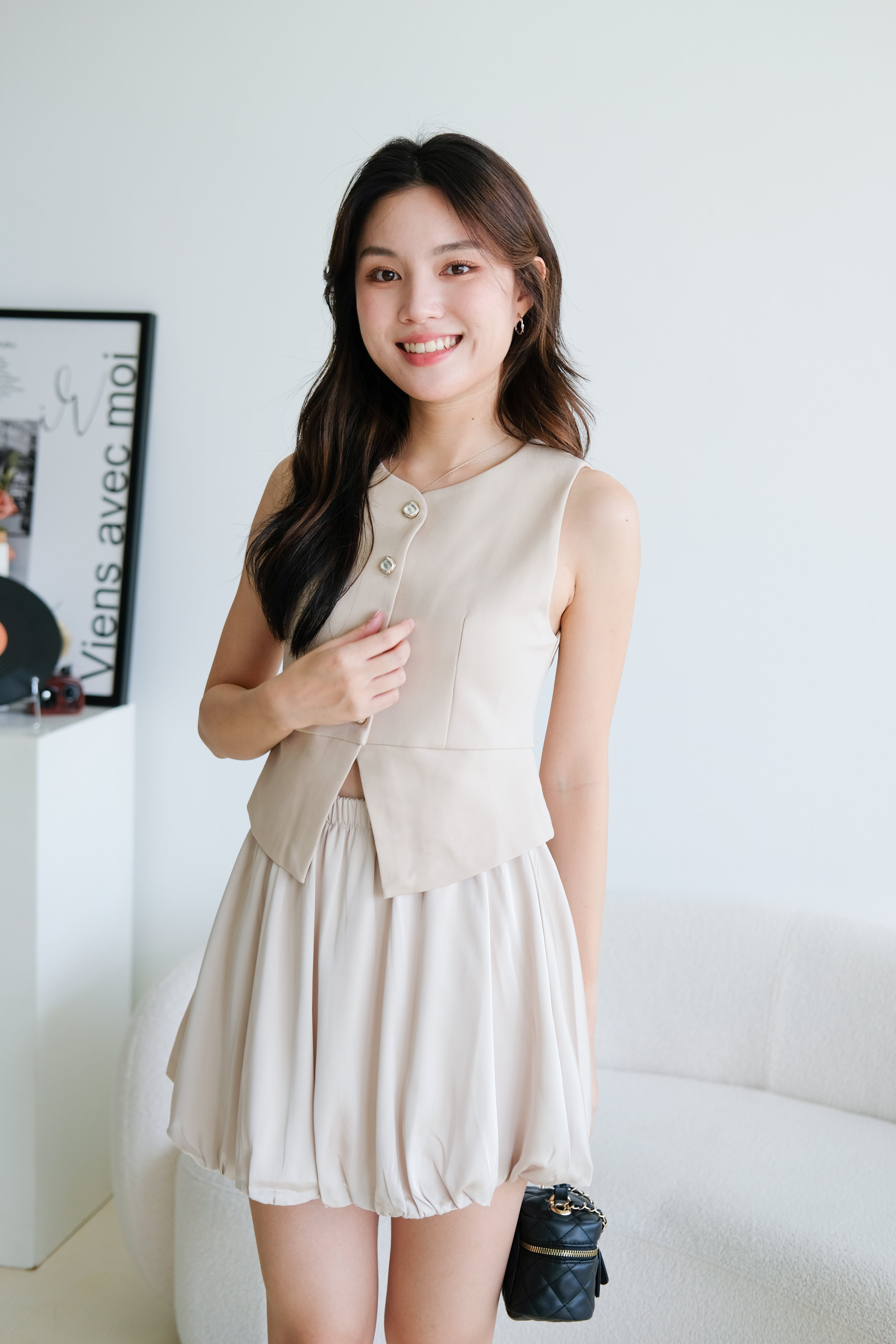 Valerie Round Neck Vest Top (Khaki)