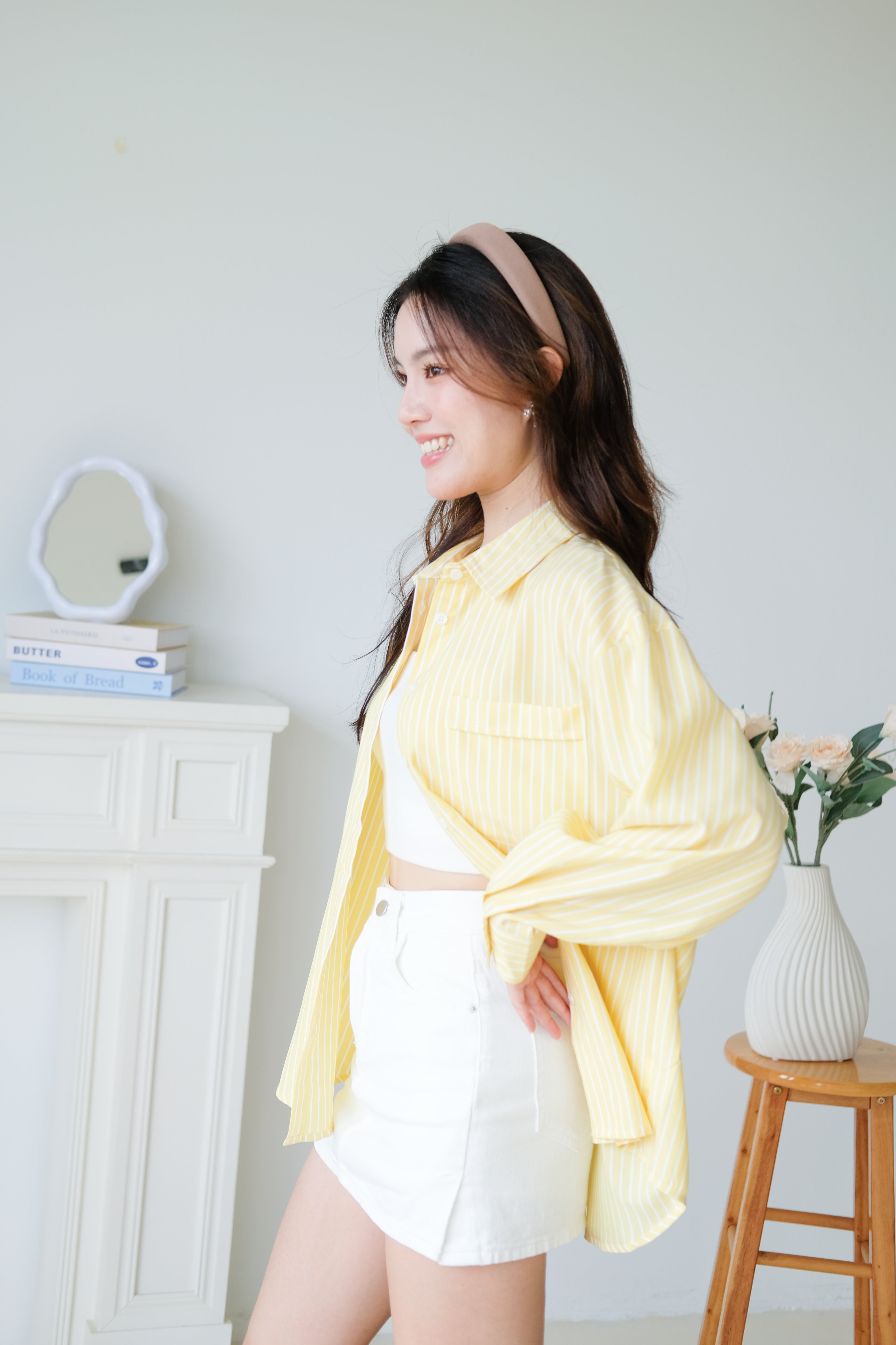 Wayne Stripes Boyfriend Shirts (Sunshine Yellow)