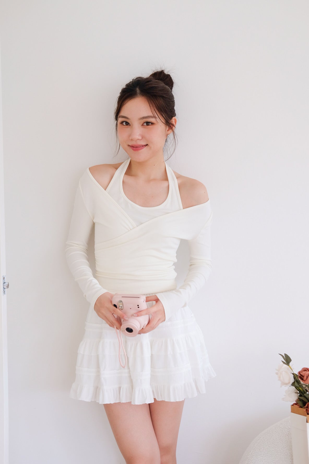 Alicia Ballet Halter 2-in-1 Top (White)