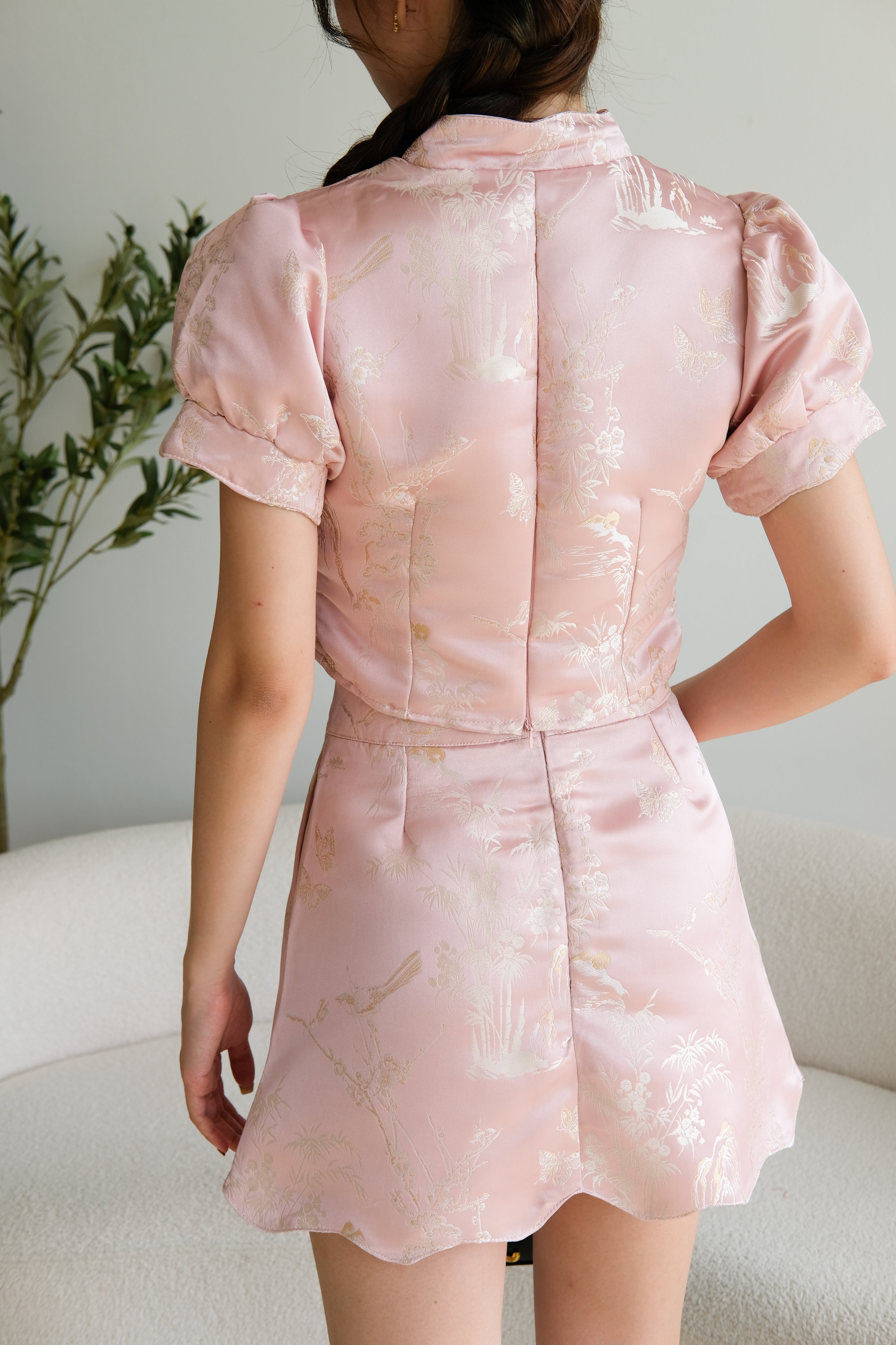 Yue Hua Modern Cheongsam Set (Rouge Pink)