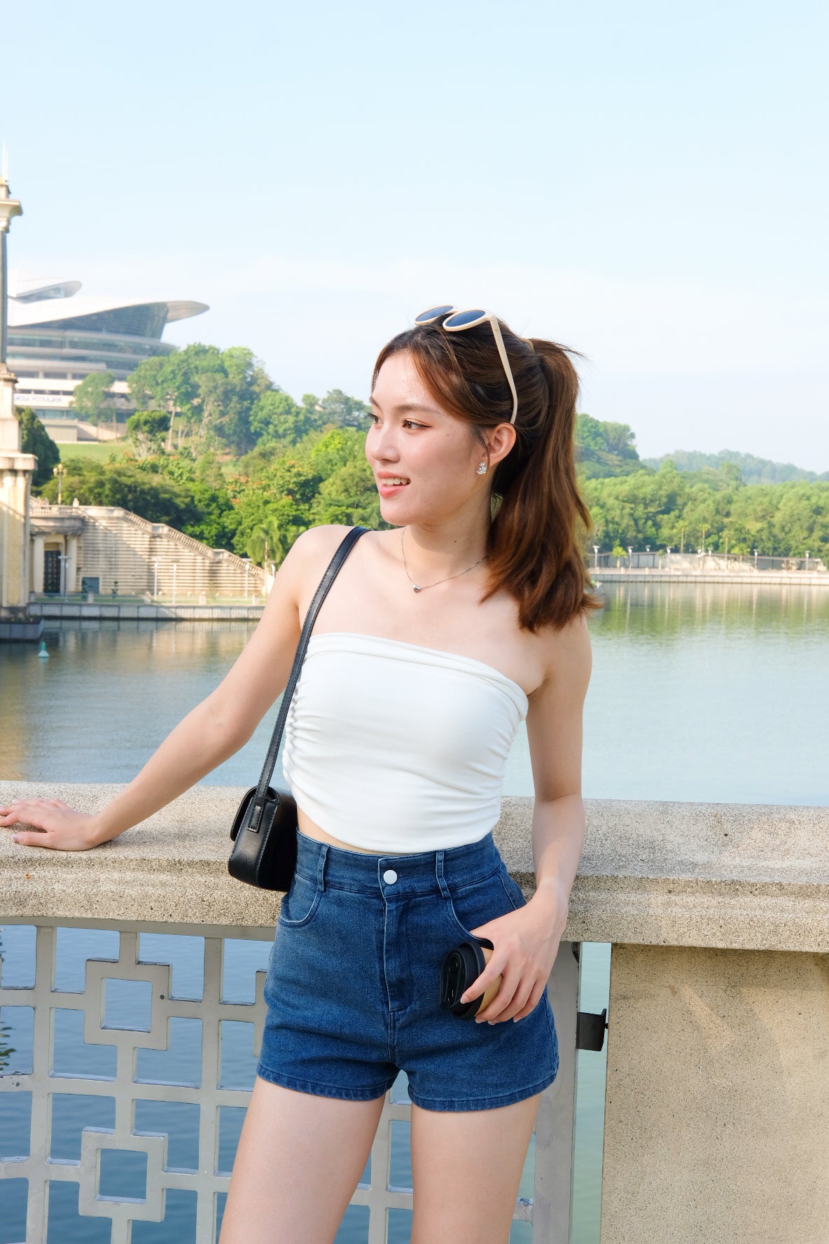 Absolute Denim High Waist Shorts (Dark Blue)