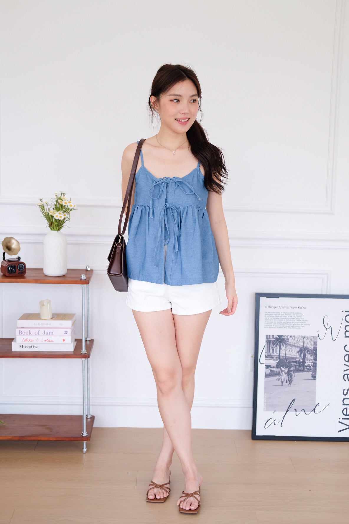 Mabelle Ribbon Babydoll Top (Light Blue)
