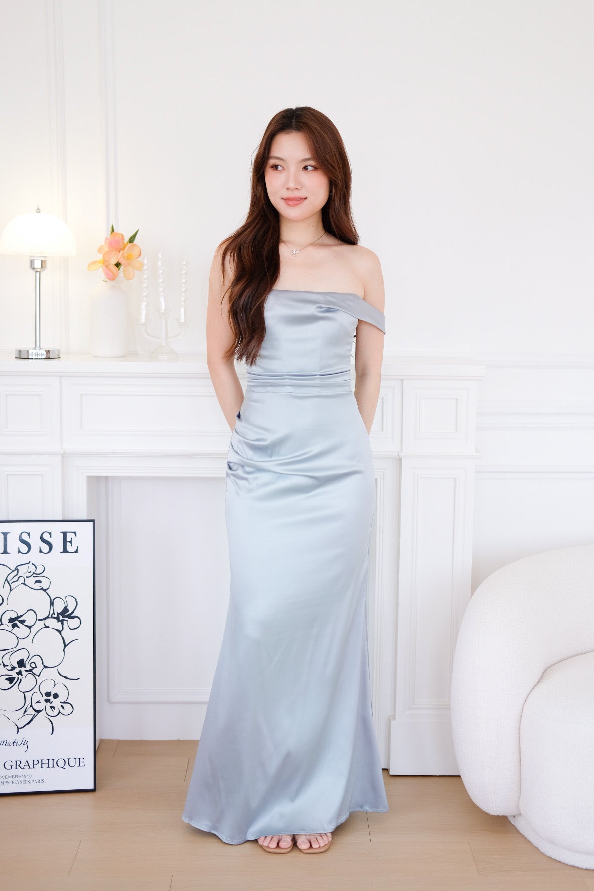Ophelia Satin Mermaid Maxi Dress (Sage)