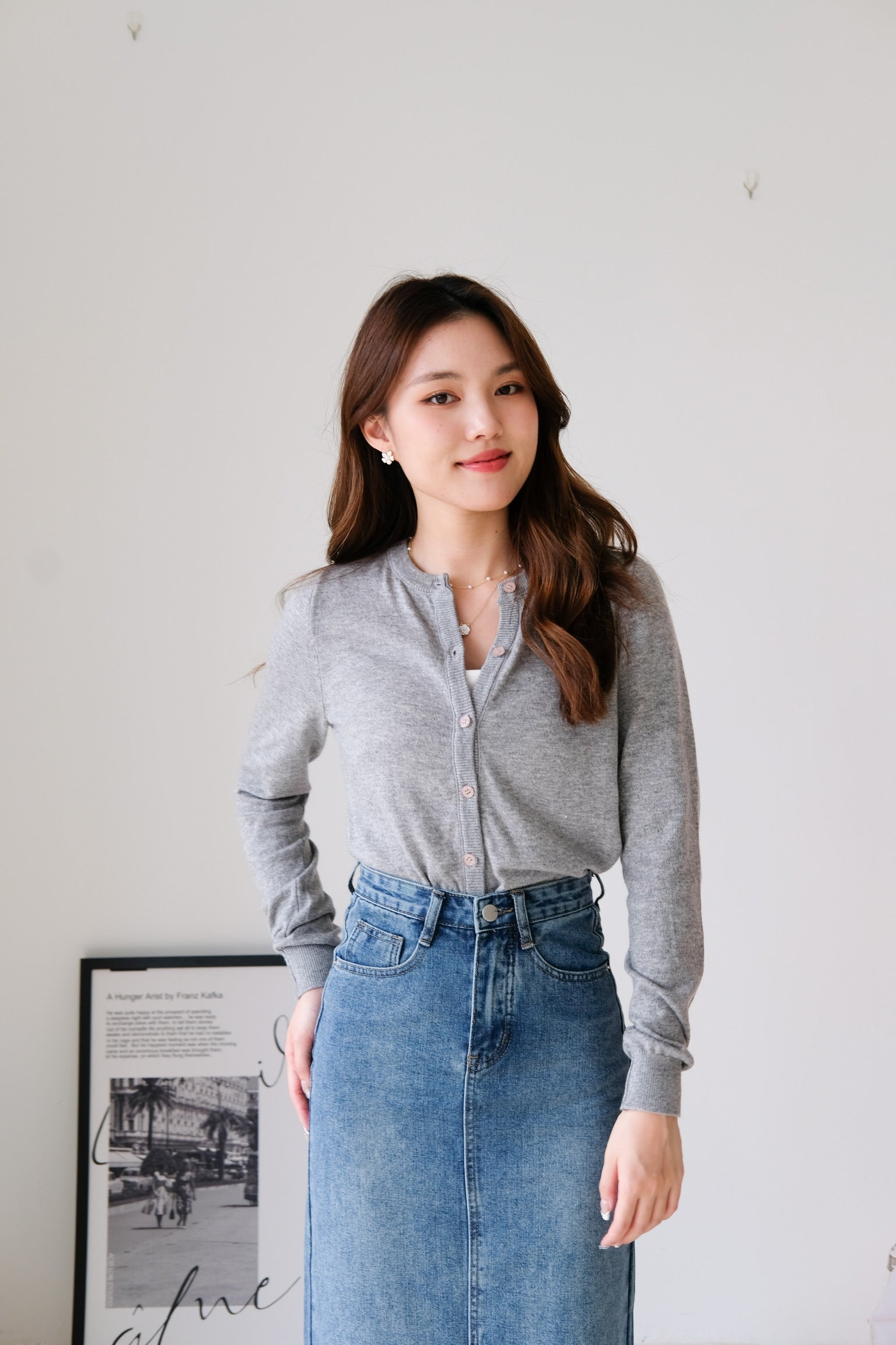 Vynie Cotton Cardigan (Gray)