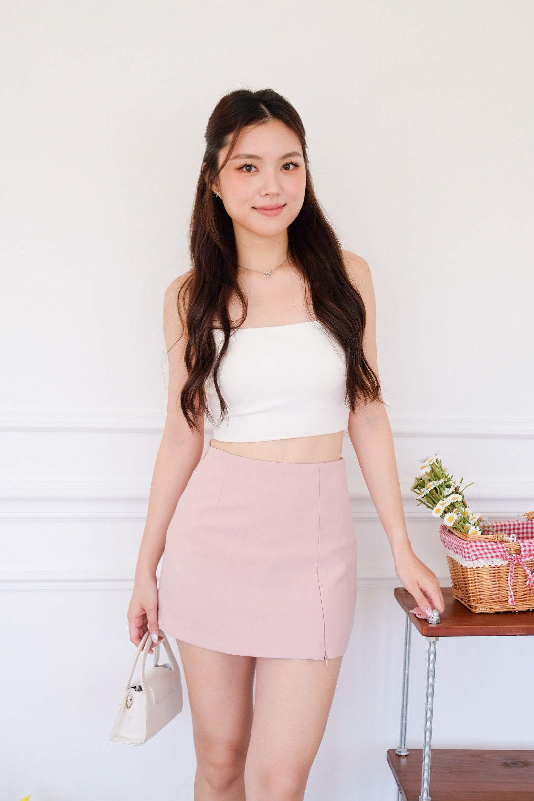 Shanell Basic Side Slit Skorts (Blush Pink)