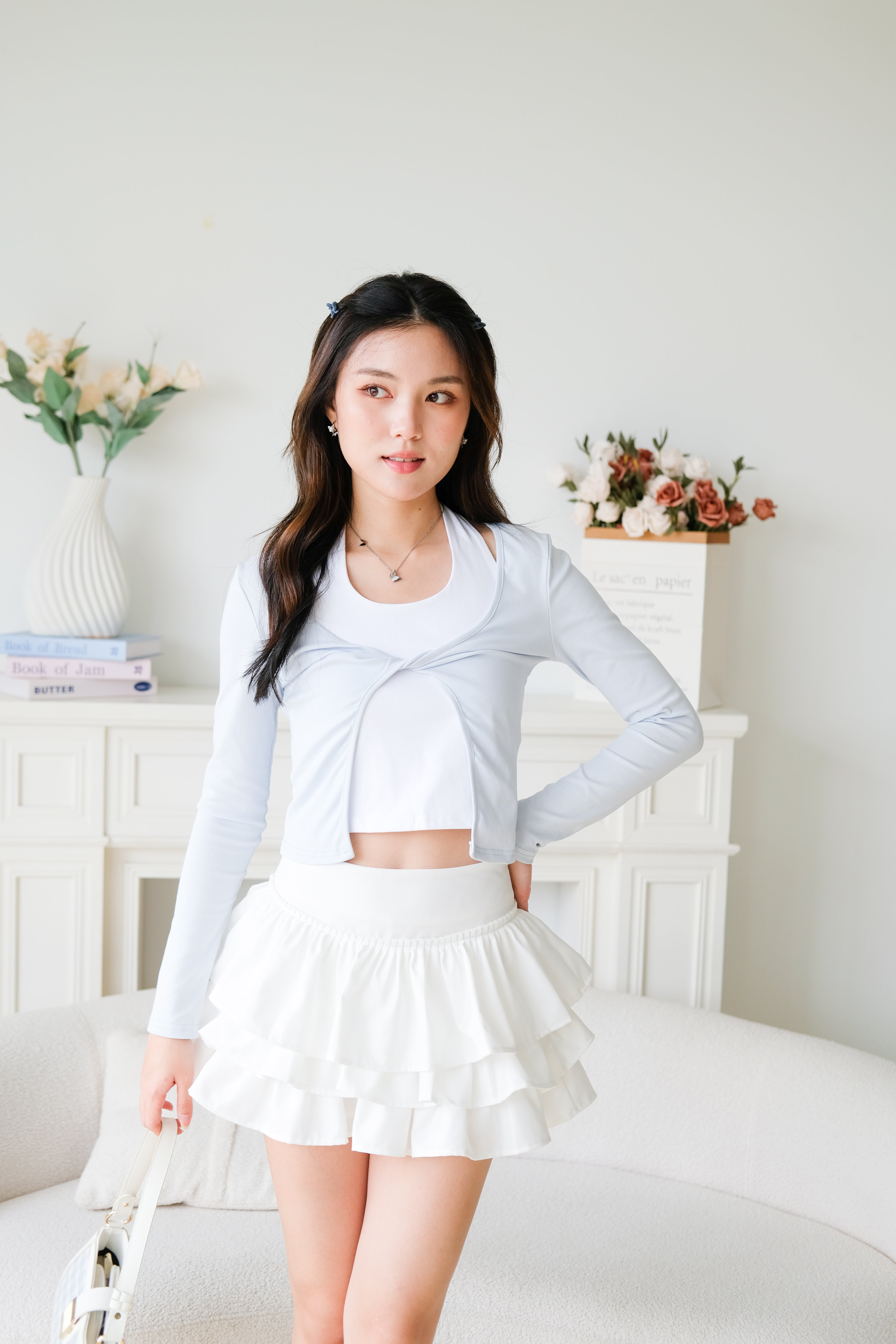 Bonnie Halter Cardigan Set (Baby Blue)