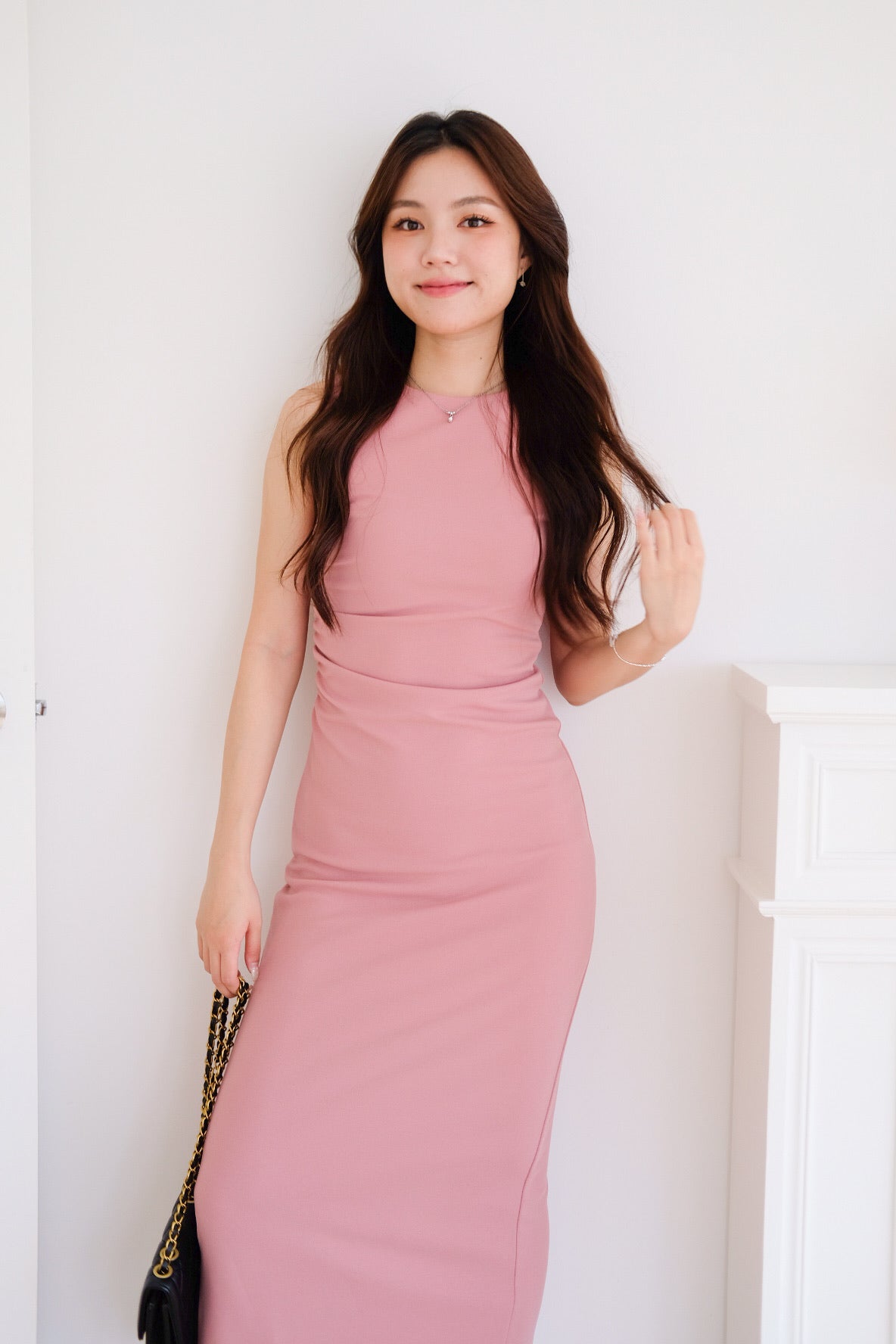 Claude Ruchea Slim Fit Midi Dress (Nude Pink)
