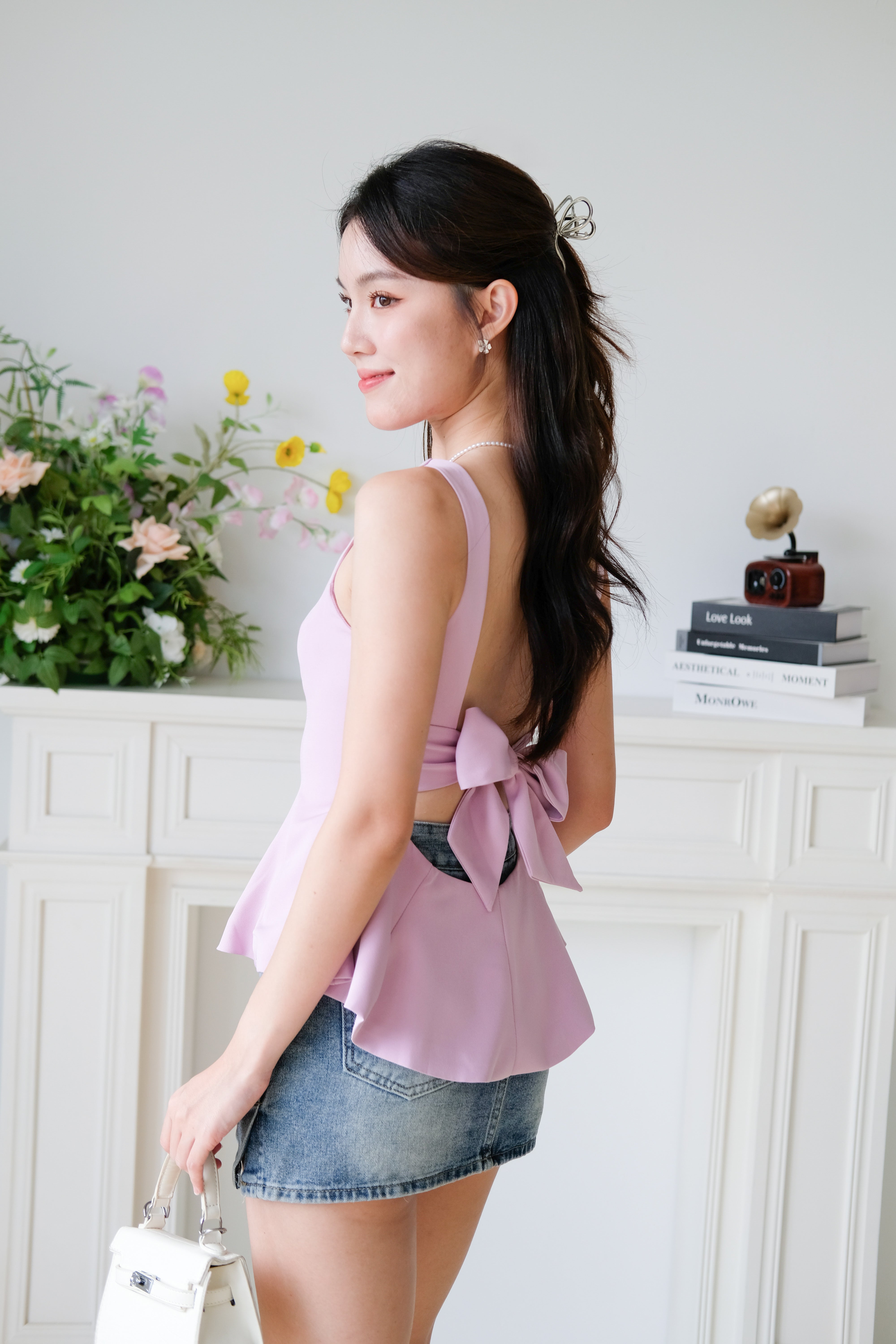 Belle Bareback Peplum Top (Purple)