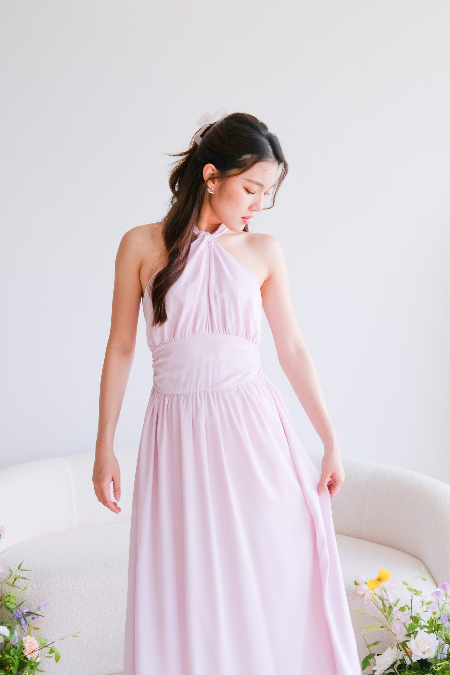 Fiona Halter Flare Maxi Dress (Peony Pink)