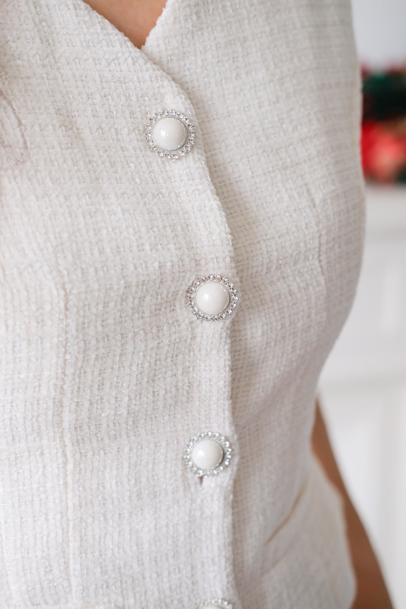 Eleanor Velvet Tweed Set (Cream)