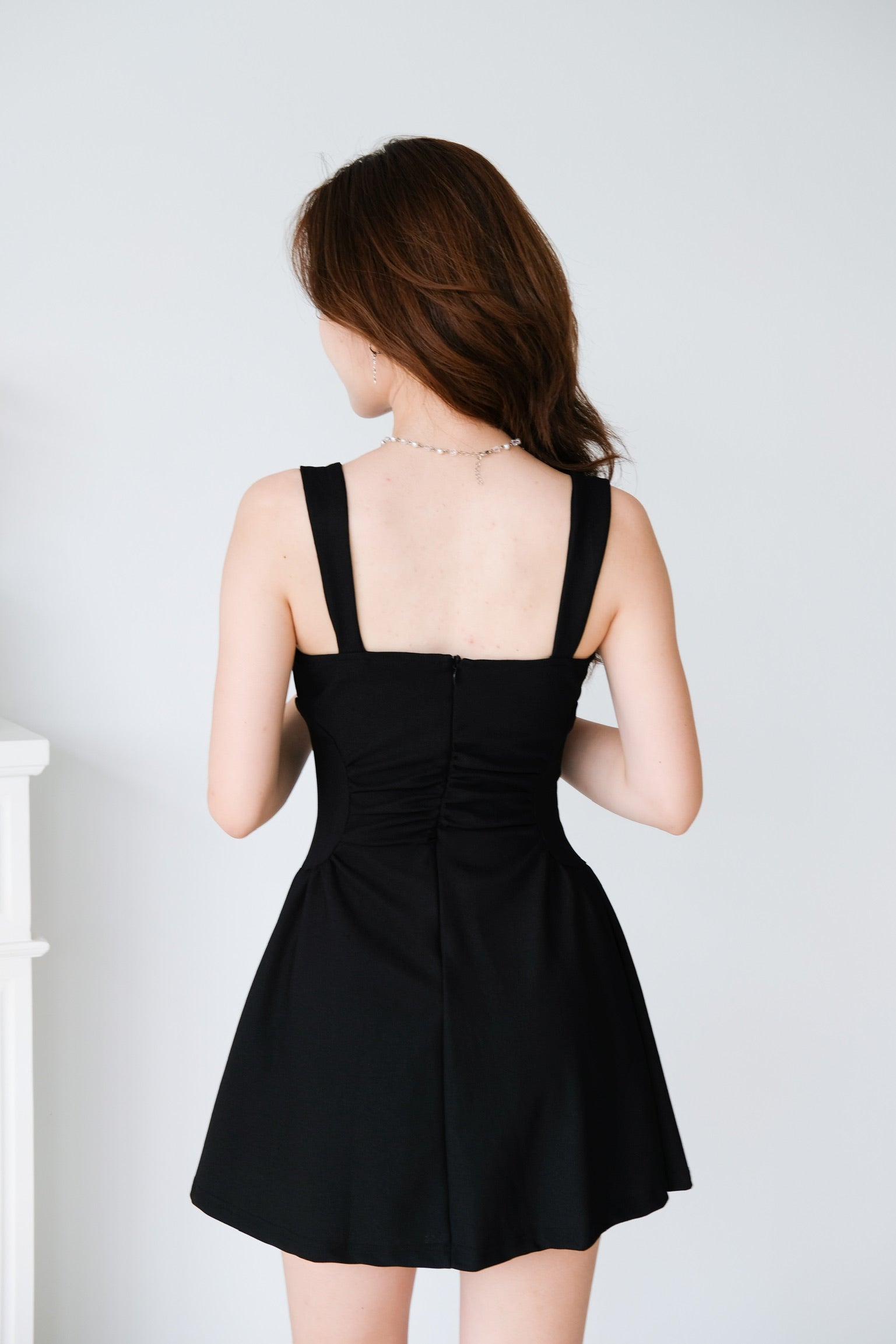 Tavia Ruched Mini Dress (Black)