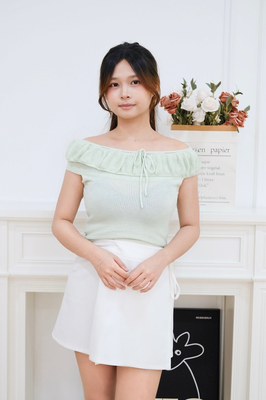 White Wrapped High Waist Skirt