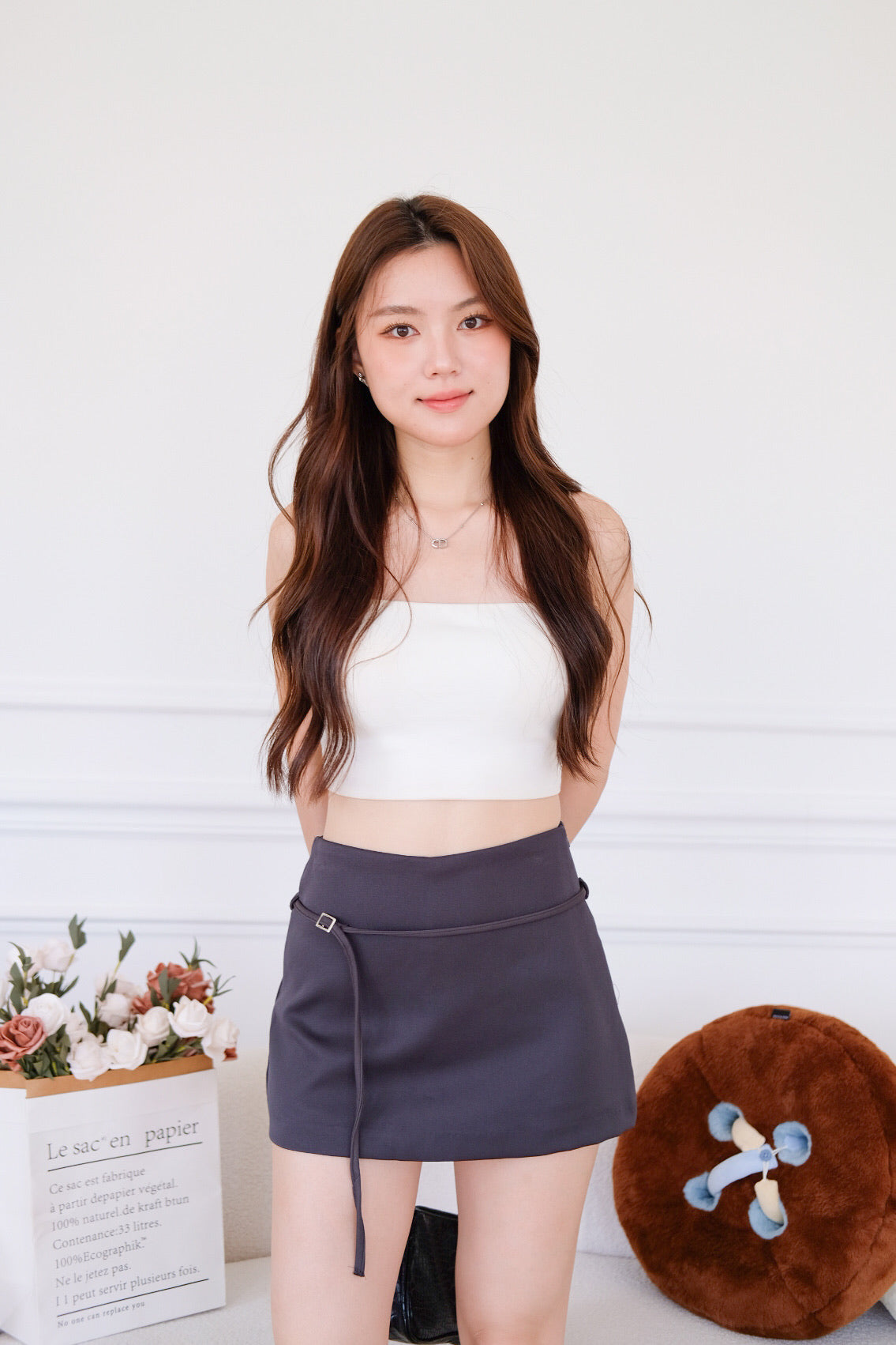 Tasha Mini Belt Skort (Dark Grey)