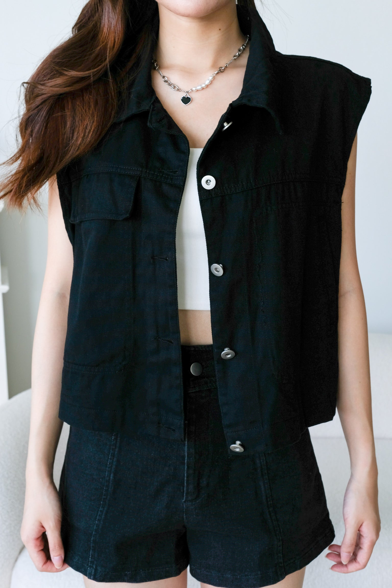 Sabby Denim Vest (Black)