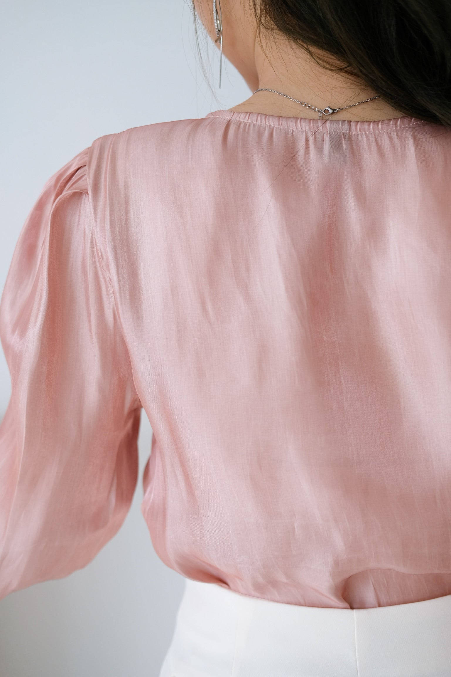 Zandra Gloss Satin Blouse (Champagne Pink)