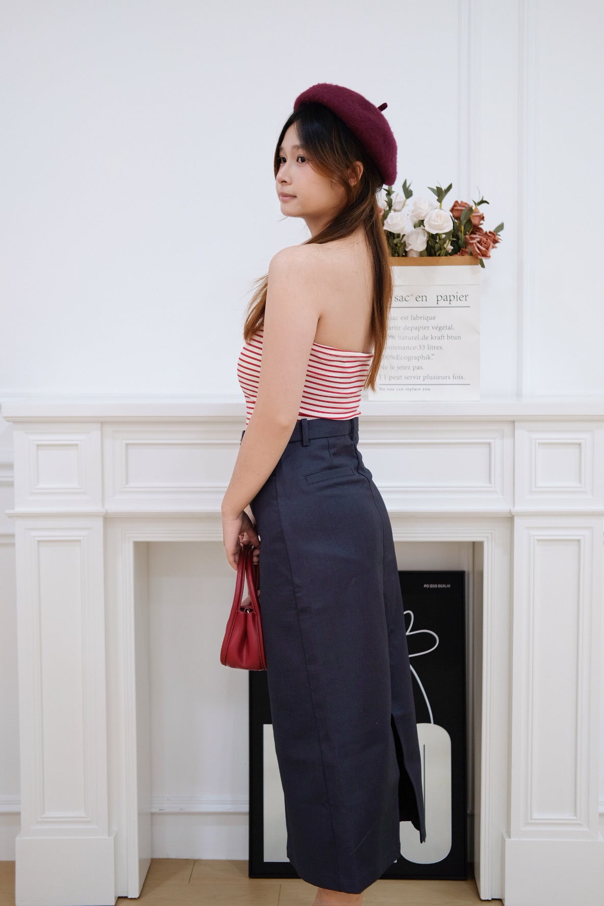 Dark Grey A Line Maxi Skirt